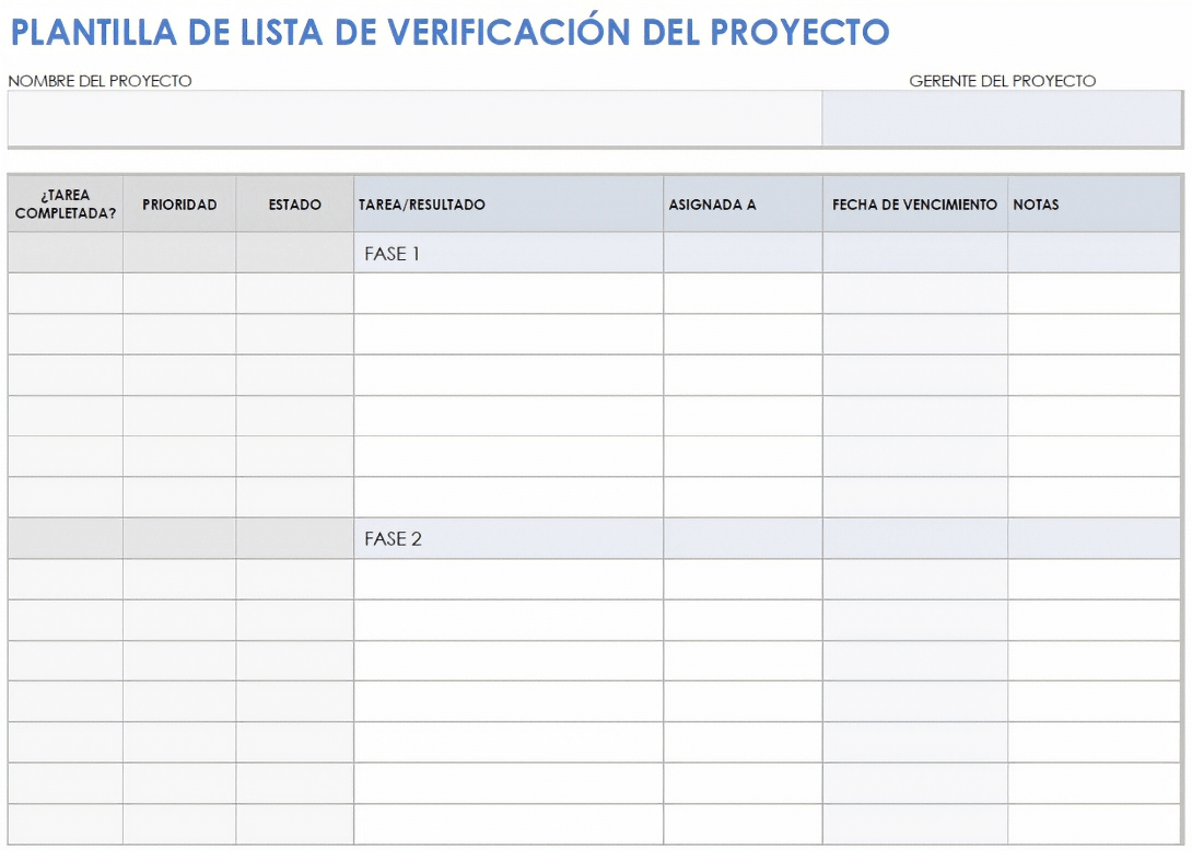  Plantilla de lista de verificación del proyecto