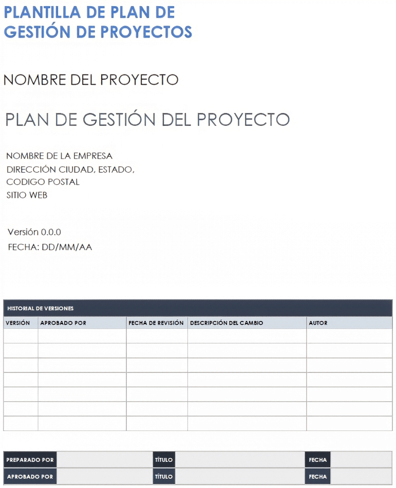  Plantilla de plan de gestión de proyectos