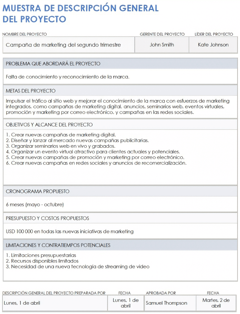  Plantilla de ejemplo de descripción general del proyecto