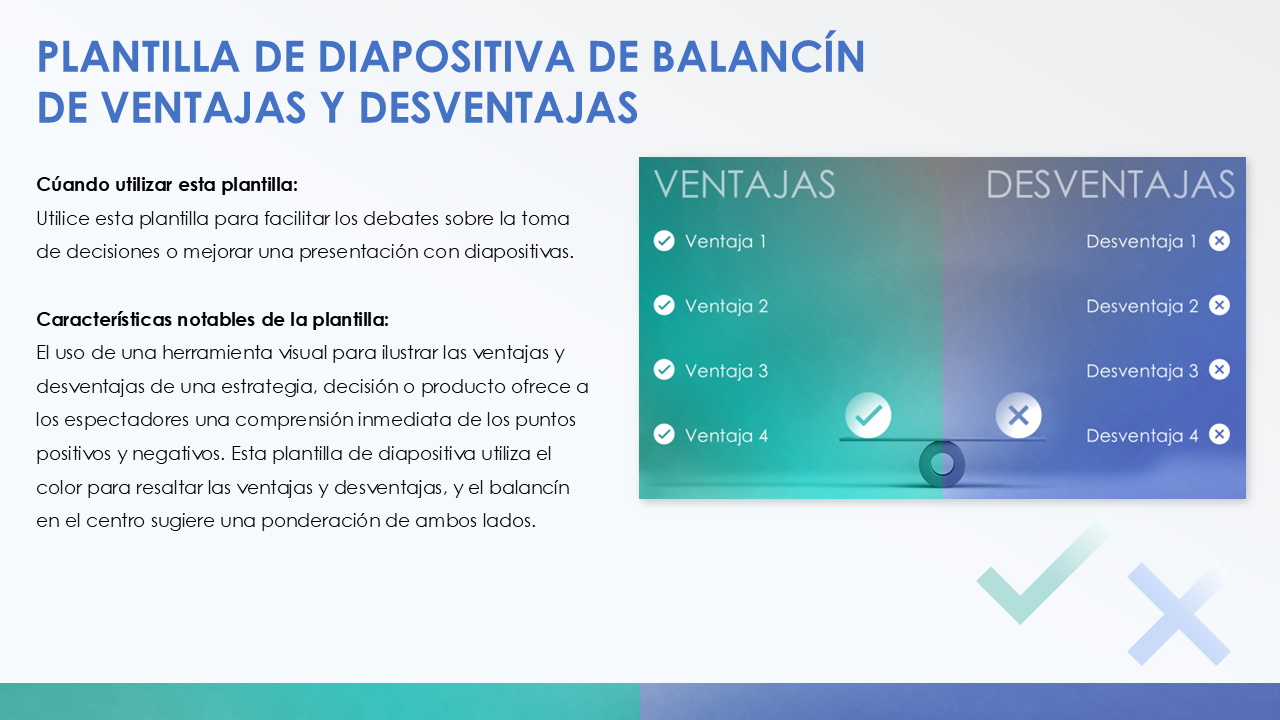  Plantilla de diapositiva de balancín de pros y contras de PowerPoint