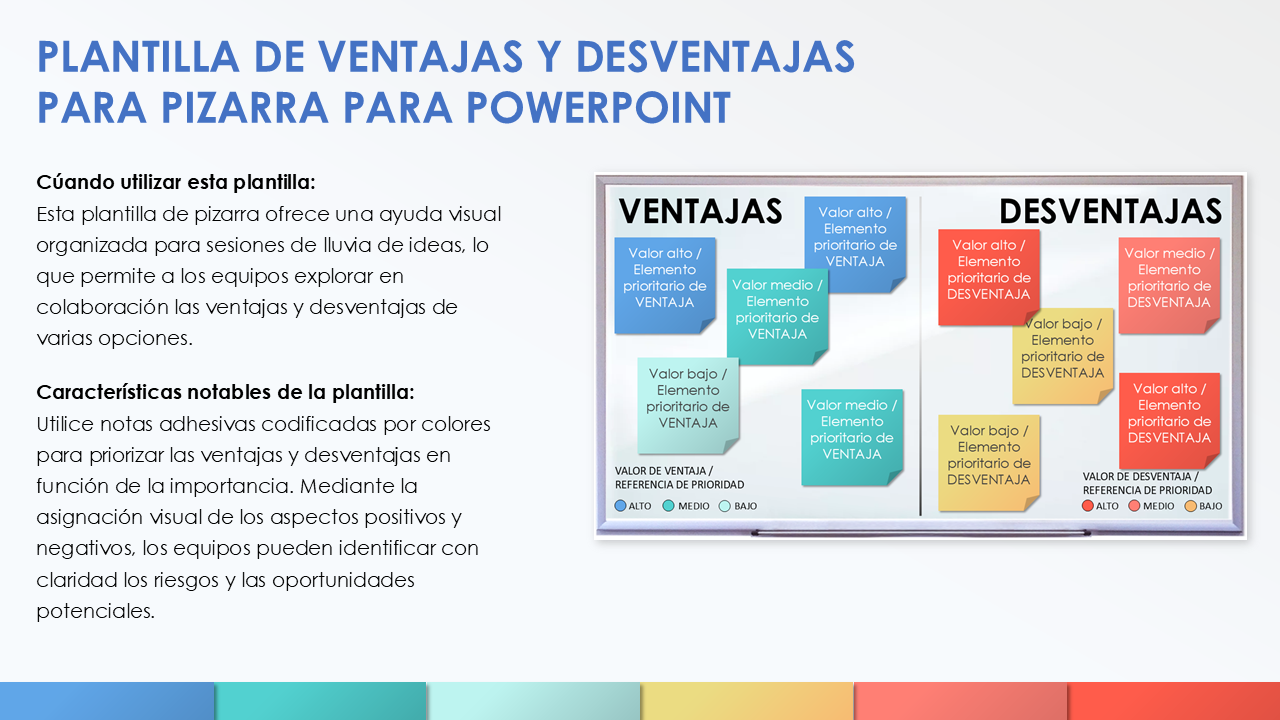  Plantilla de pizarra blanca Pros y contras para PowerPoint