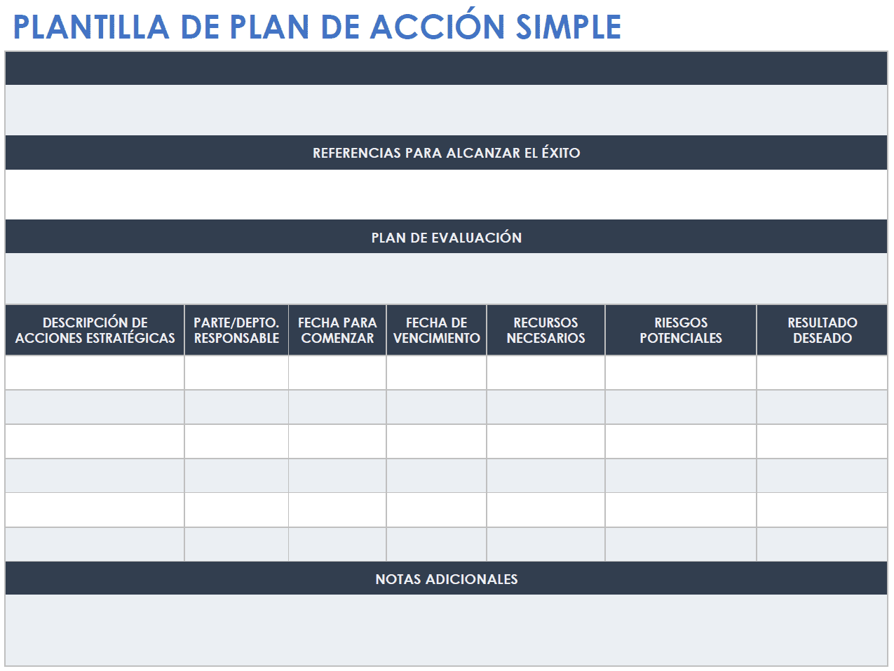 Plantilla de plan de acción simple