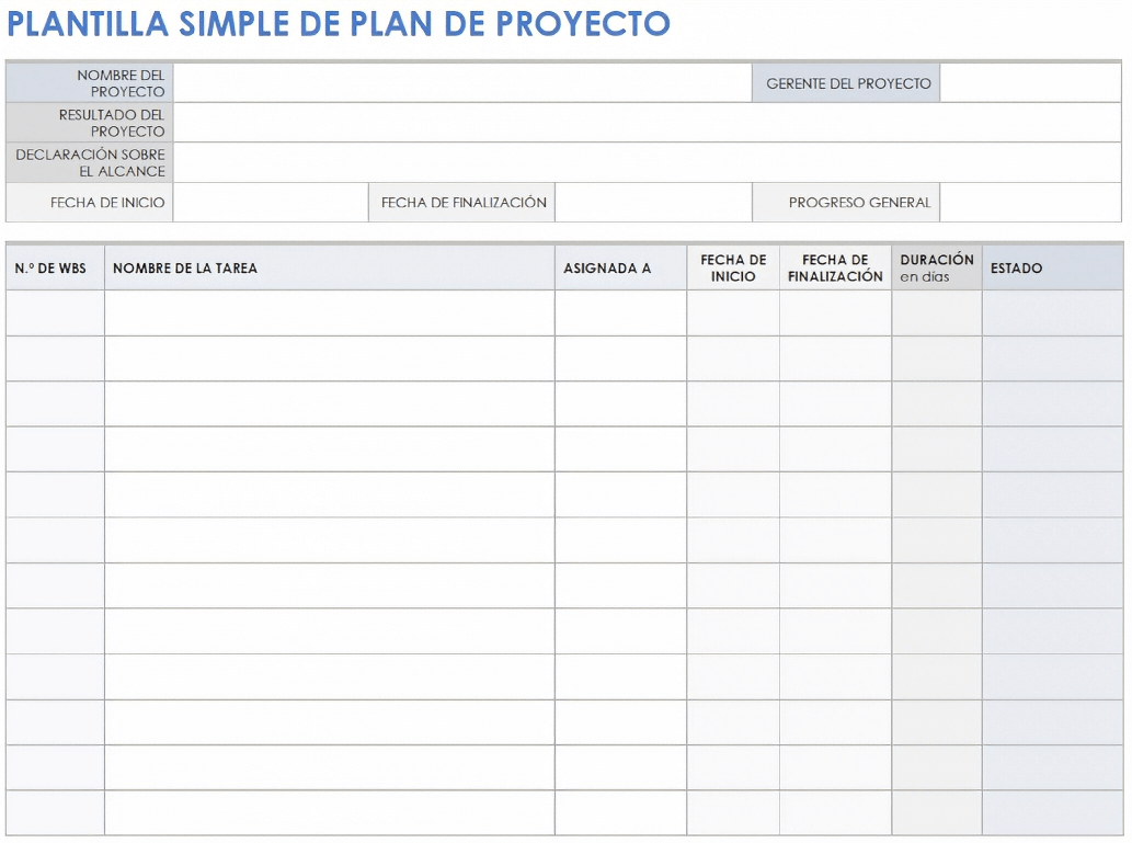  Plantilla de plan de proyecto simple