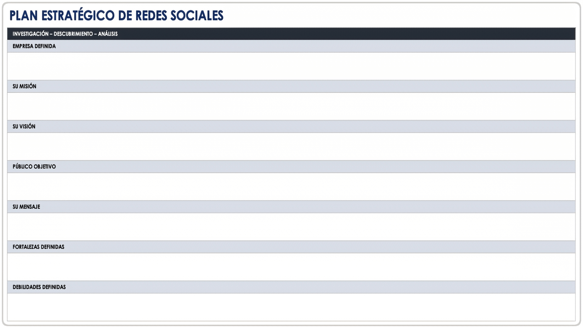  Plantilla de plan estratégico de redes sociales