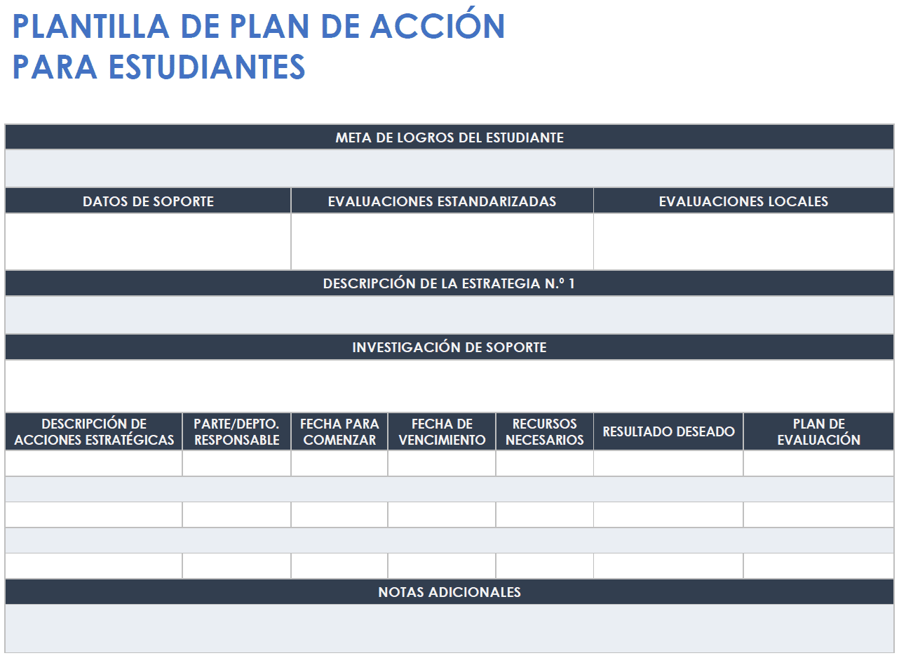  Plantilla de plan de acción estudiantil