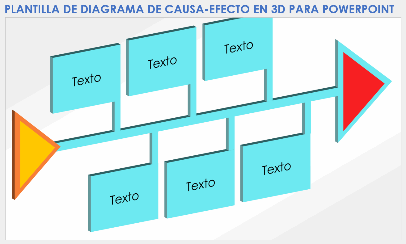 Plantilla de diagrama de espina de pescado en 3D de PowerPoint