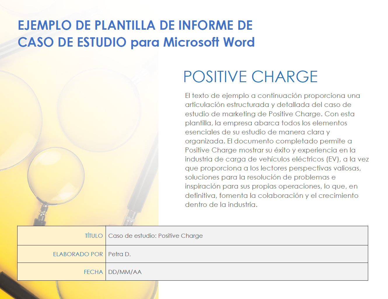 Ejemplo de plantilla de informe de estudio de caso para Microsoft Word