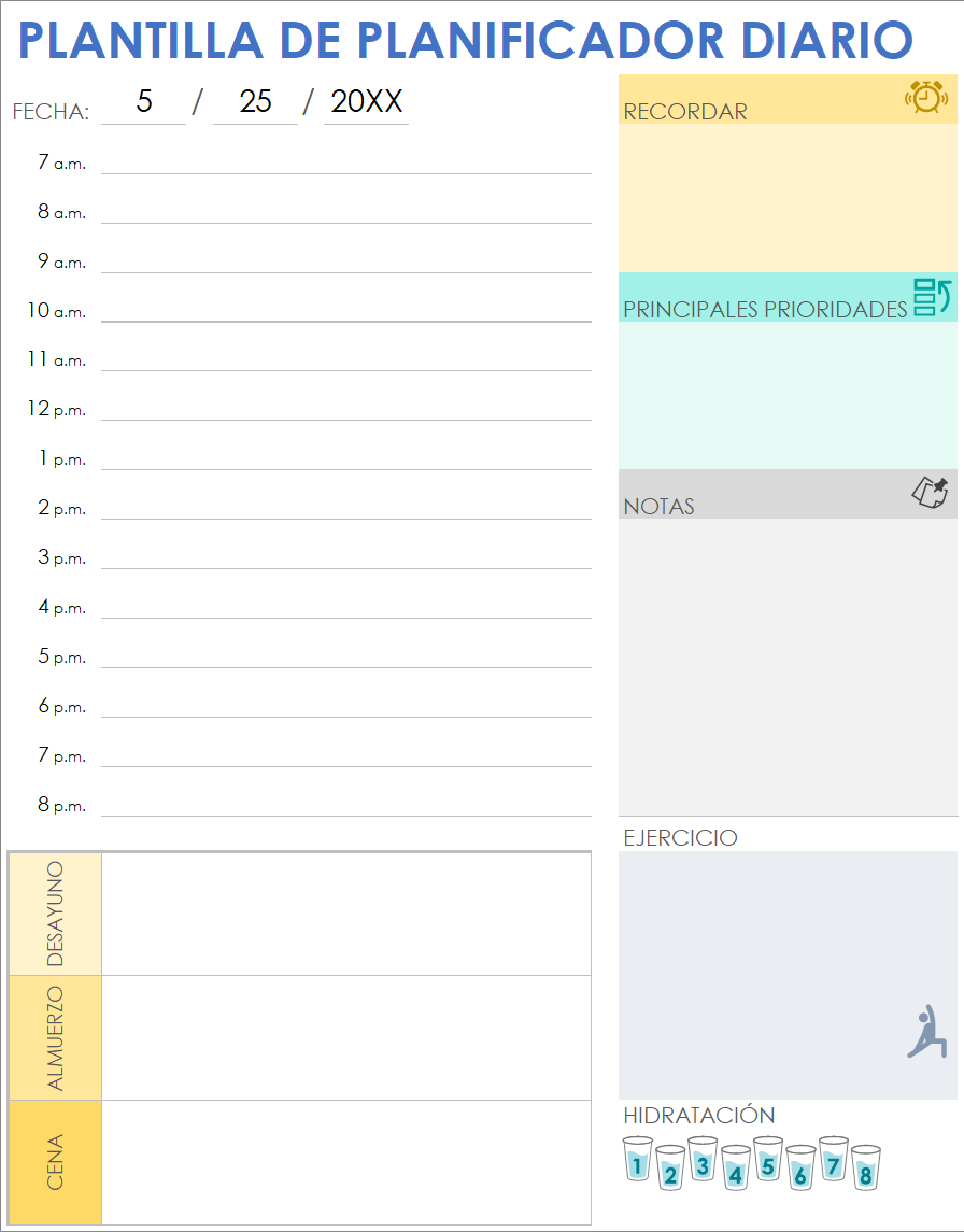 Plantilla de planificador diario