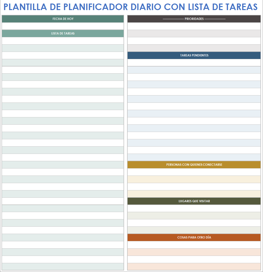 Plantilla de planificador diario con lista de tareas pendientes