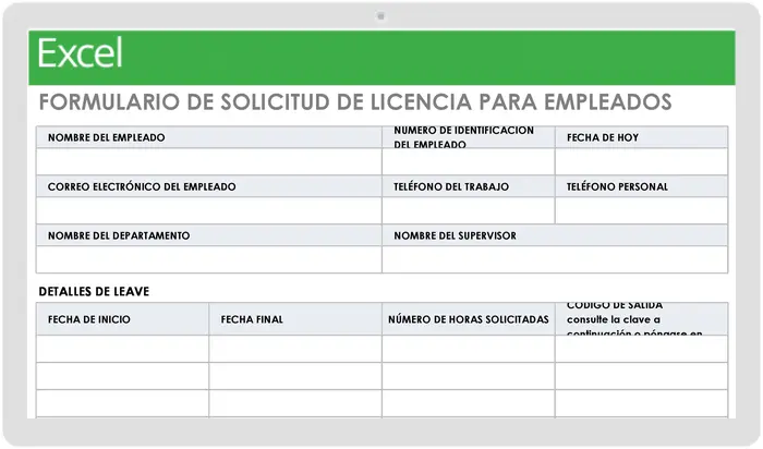 Plantilla de formulario de solicitud de licencia para empleados