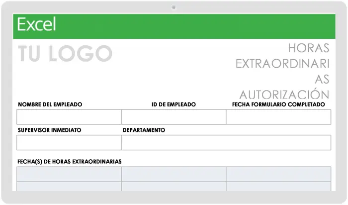 Plantilla de formulario de autorización de horas extras