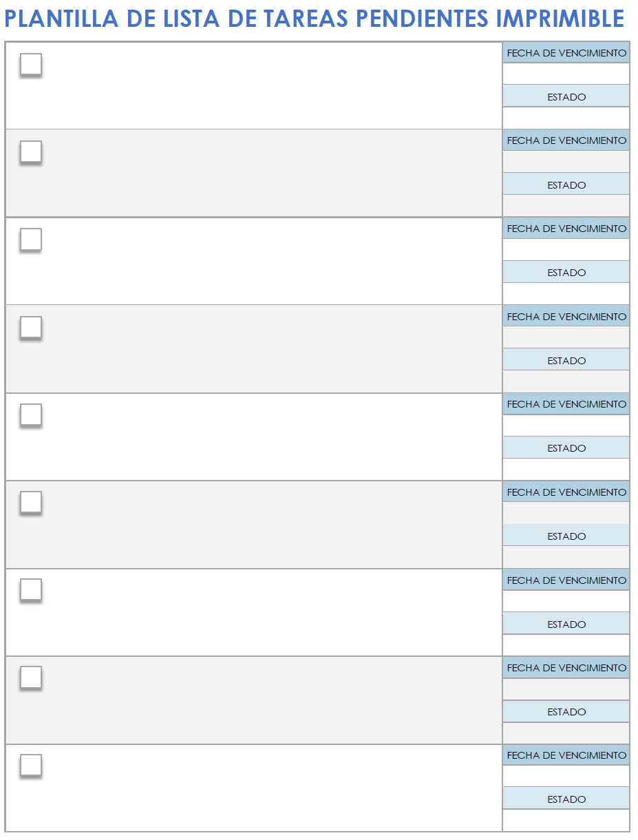  Plantilla de lista de tareas pendientes imprimible