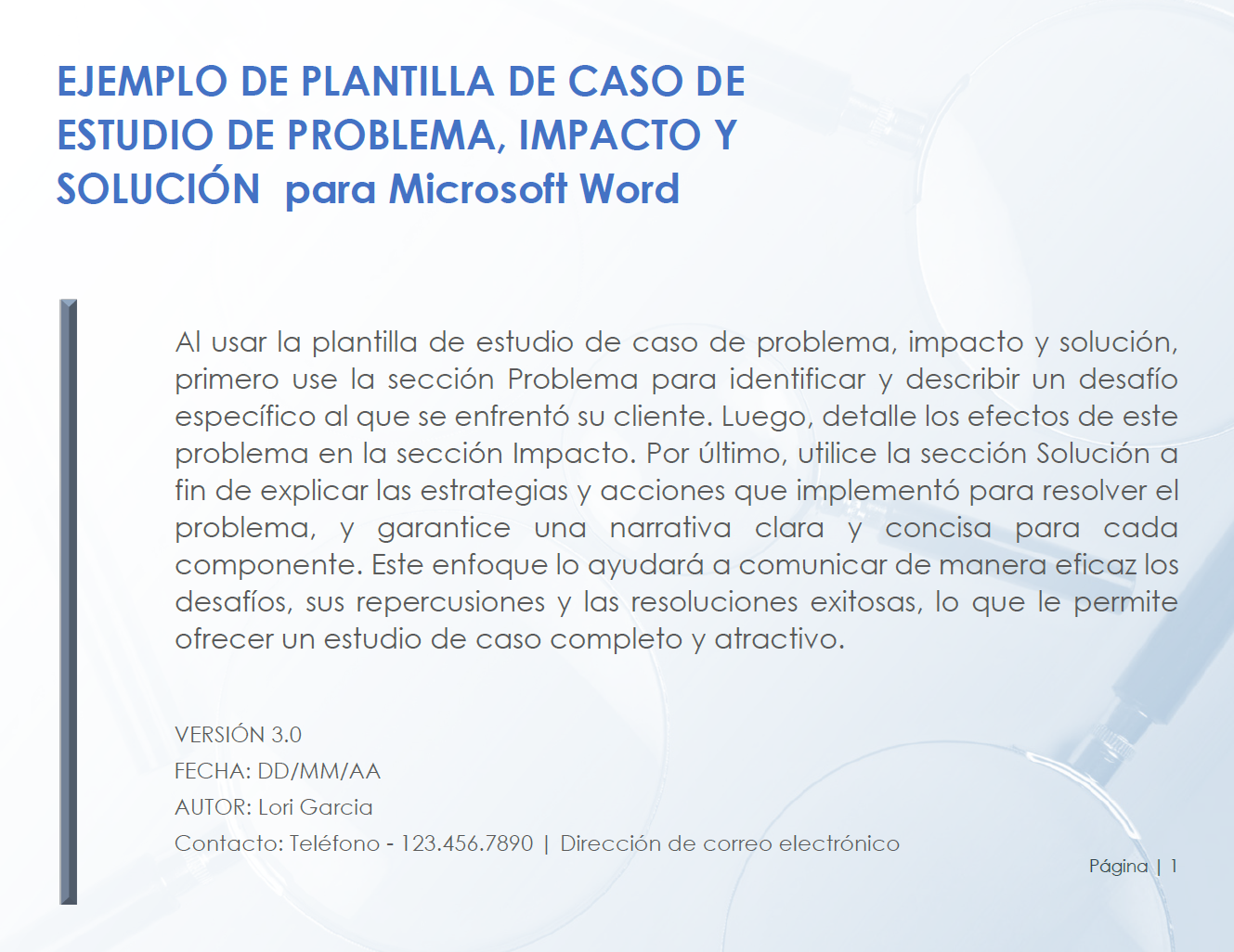 Ejemplo de plantilla de estudio de caso de problema-solución-impacto para Microsoft Word