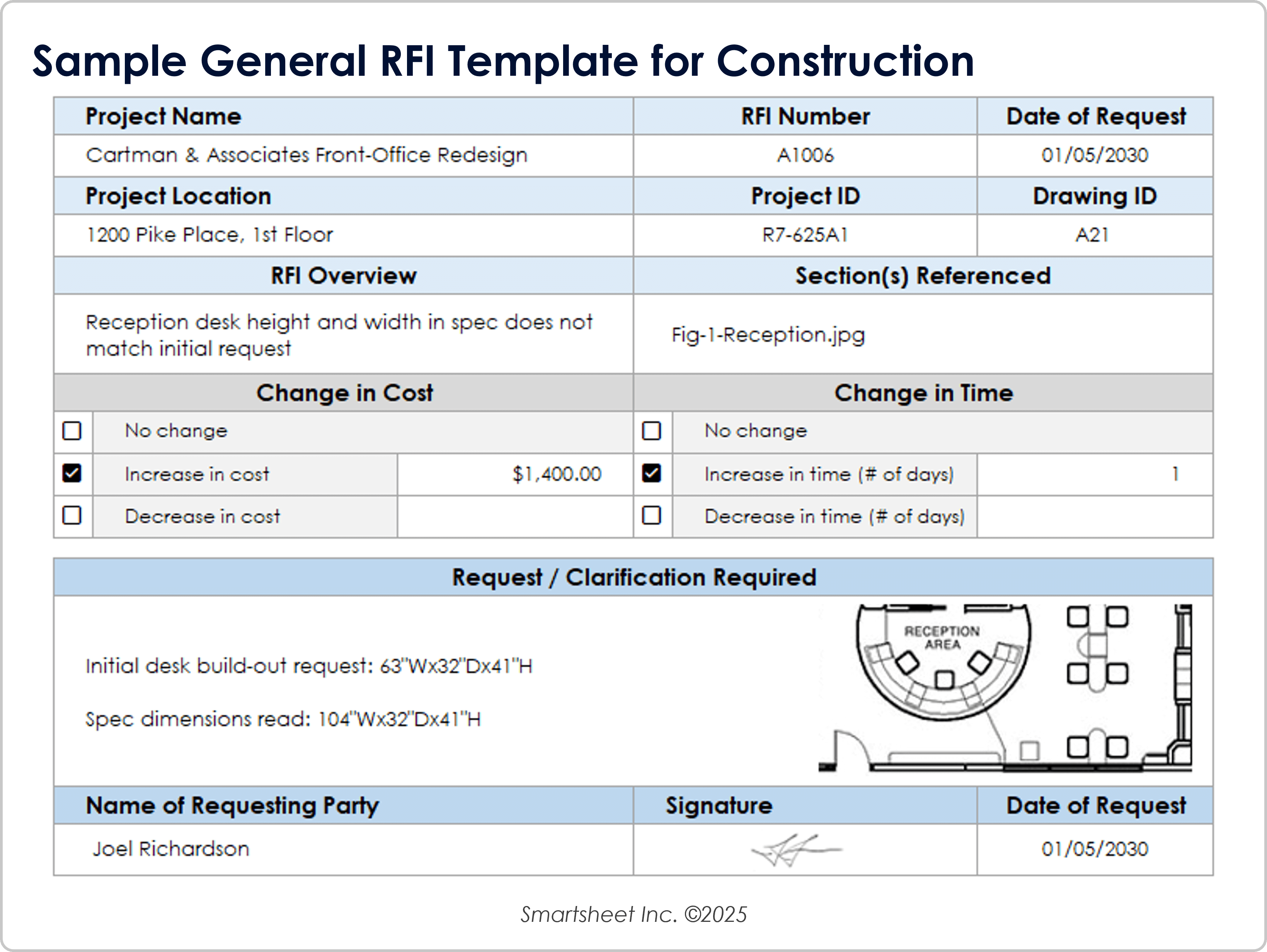 Muestra de Plantilla RFI General para Construcción