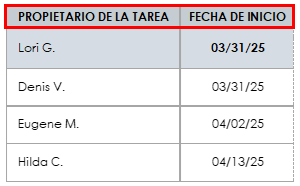 propietario de tareas de seguimiento de proyectos
