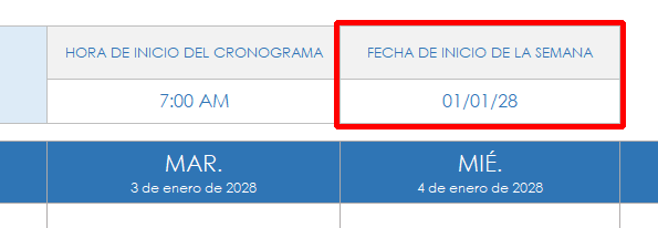  programar inicio de semana