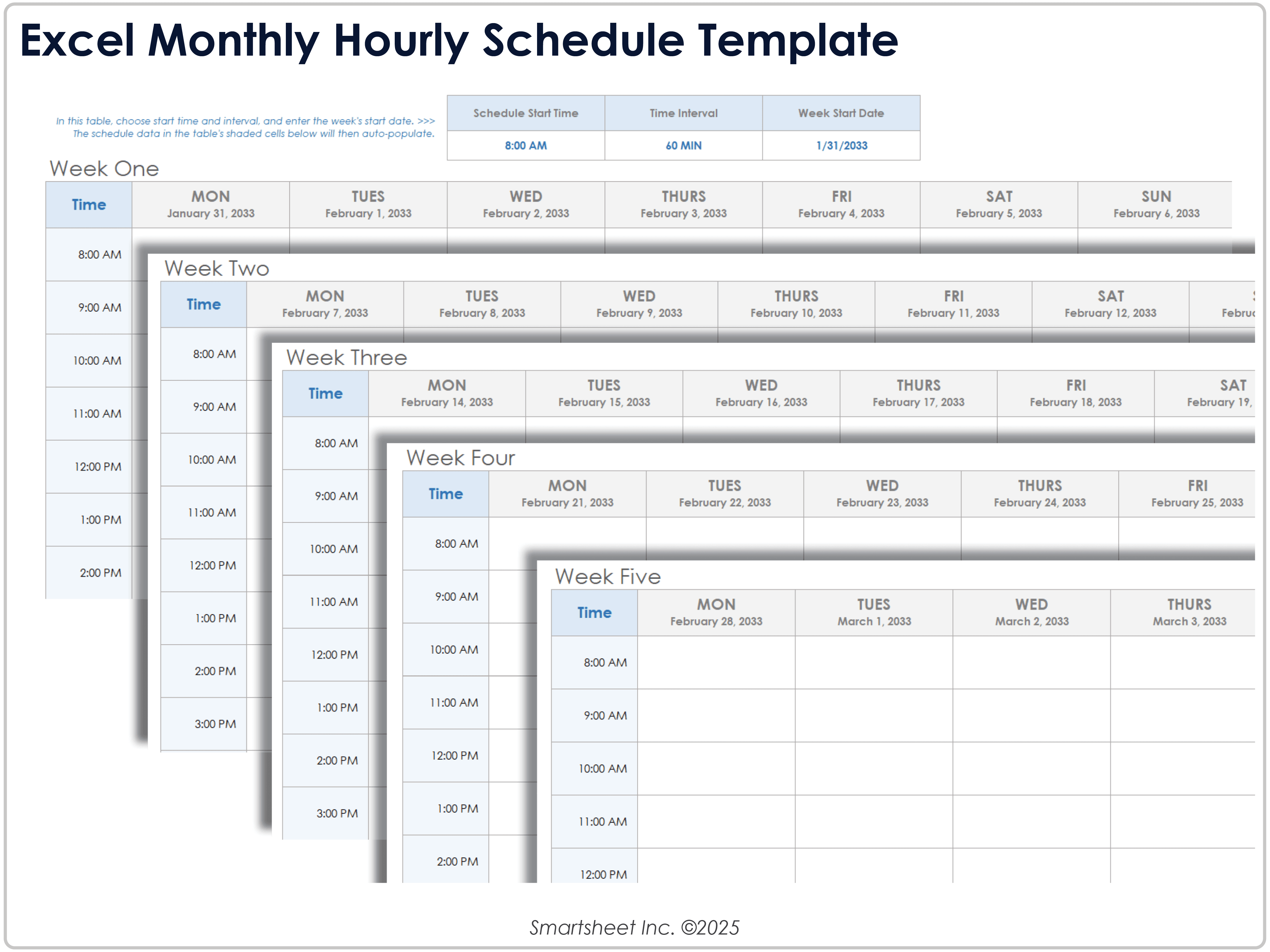 Plantilla Excel de Horario Mensual