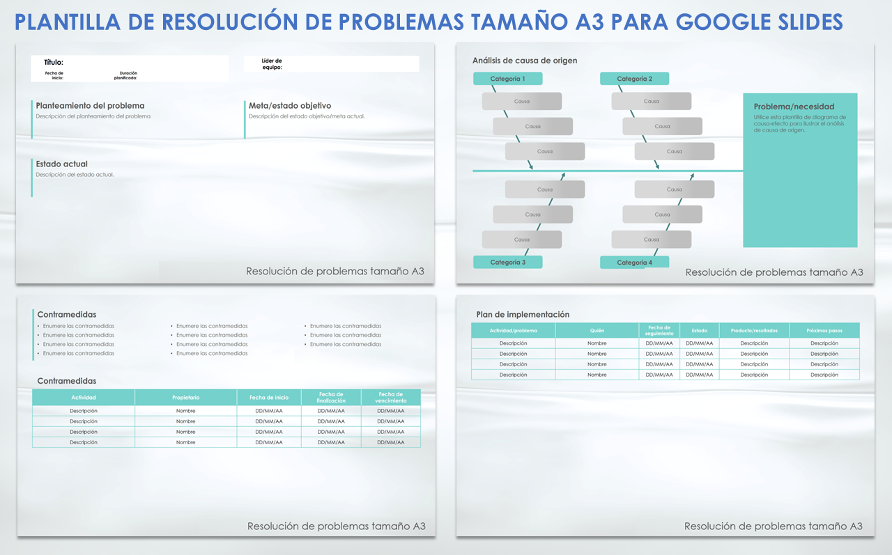 Plantilla de resolución de problemas tamaño A3 para Google Slides