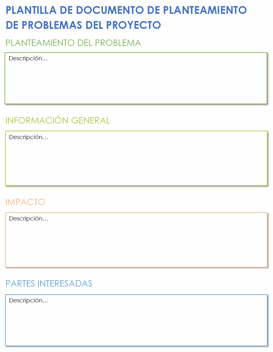 Plantilla de documento de declaración de problemas