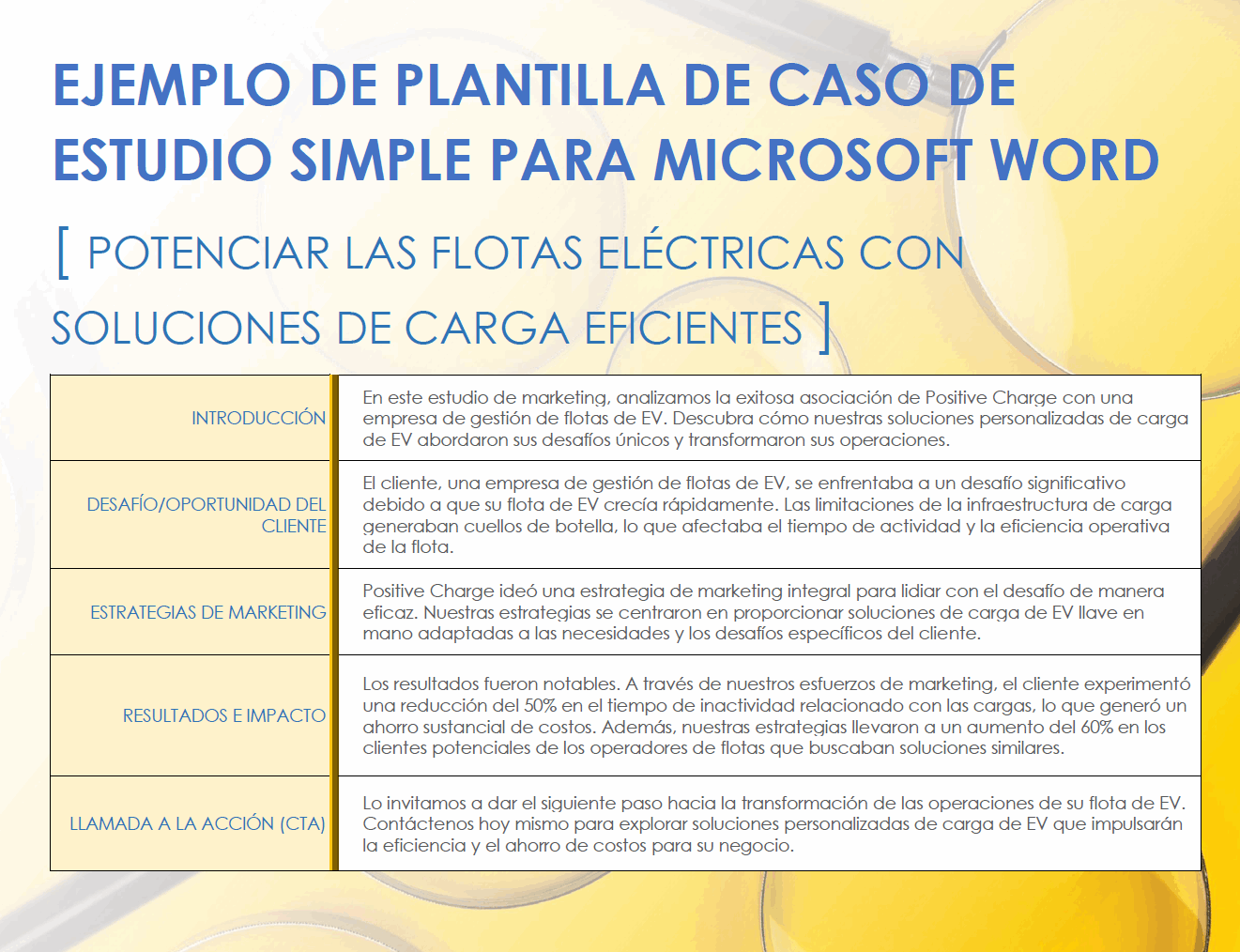 Plantilla de ejemplo de caso de estudio simple