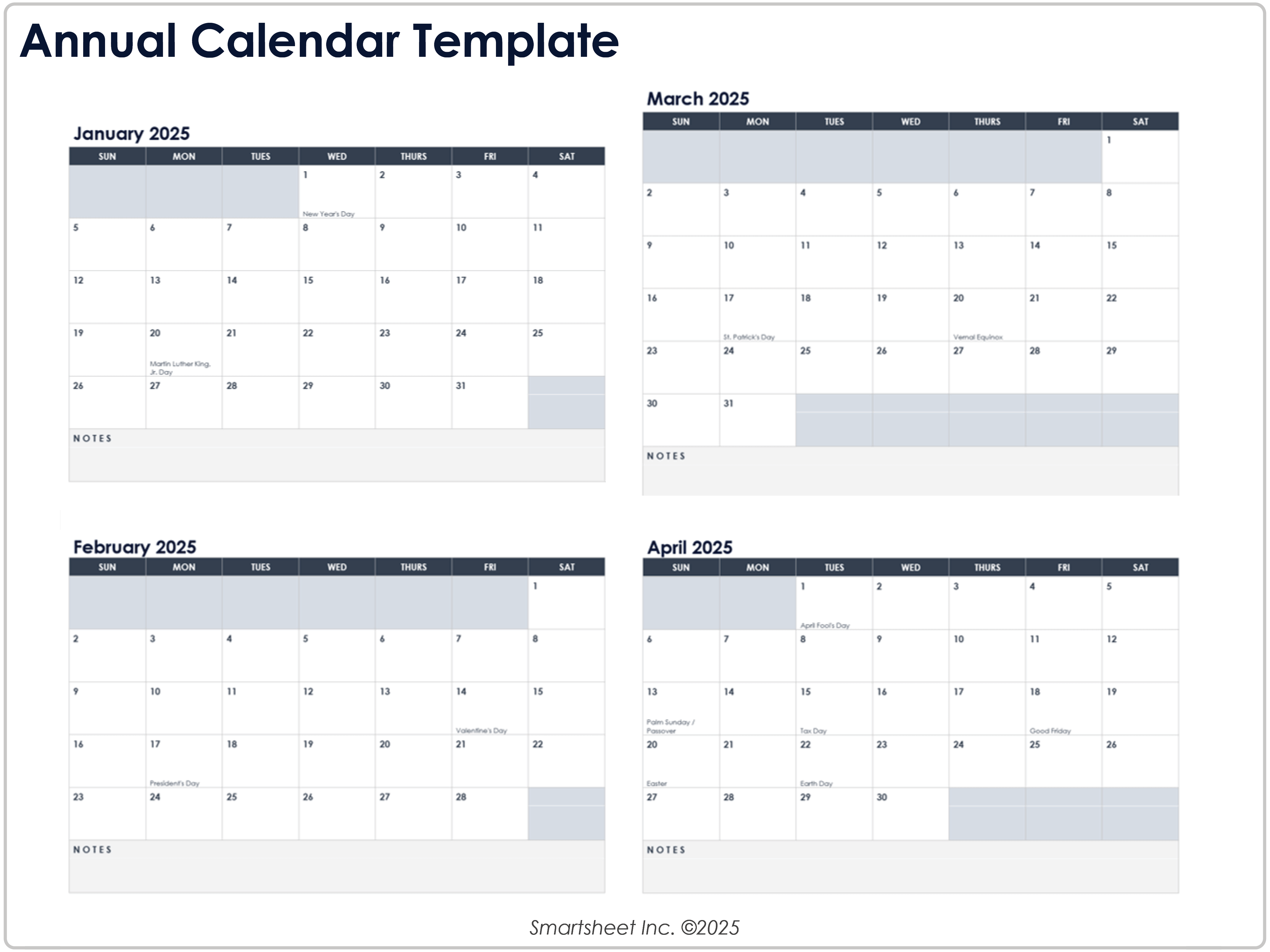 Plantilla de Calendario Anual 8781
