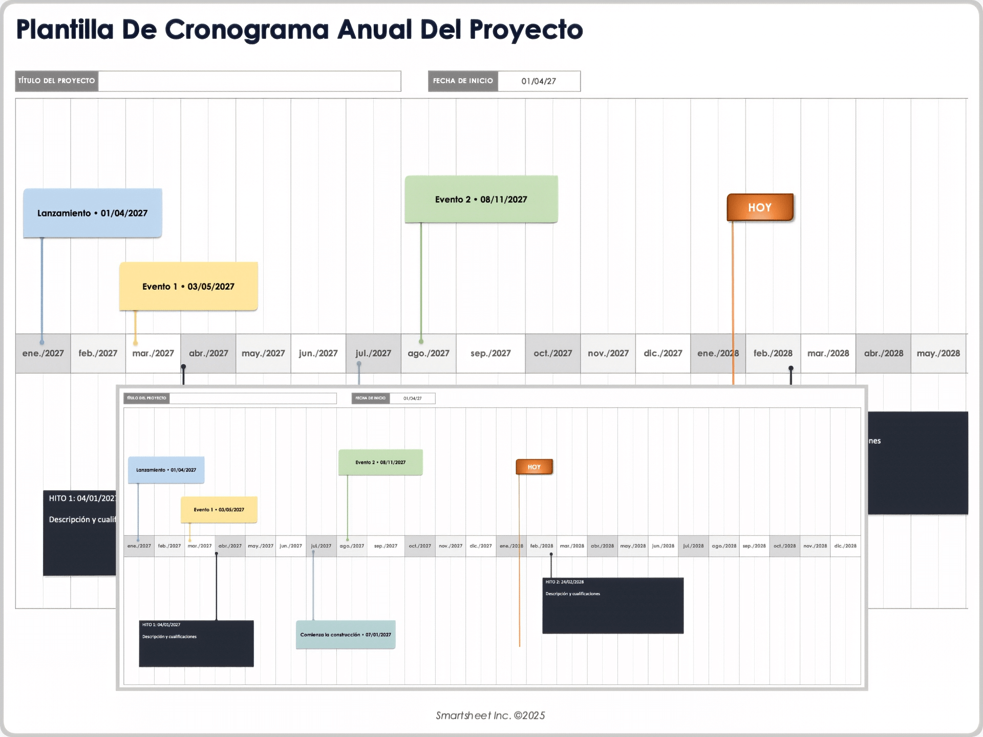 Plantilla de línea de tiempo anual de proyectos