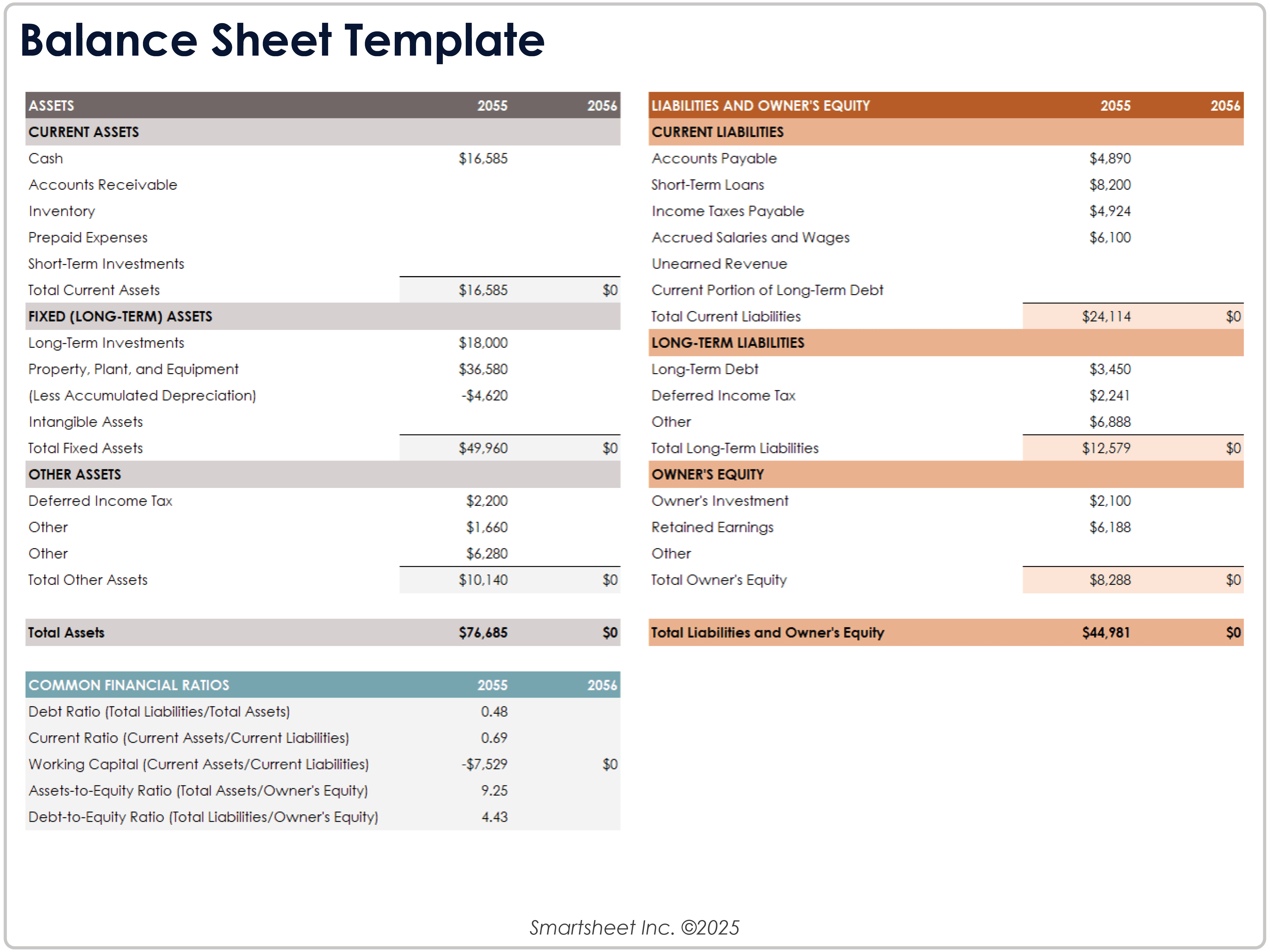 Plantilla de balance 8781
