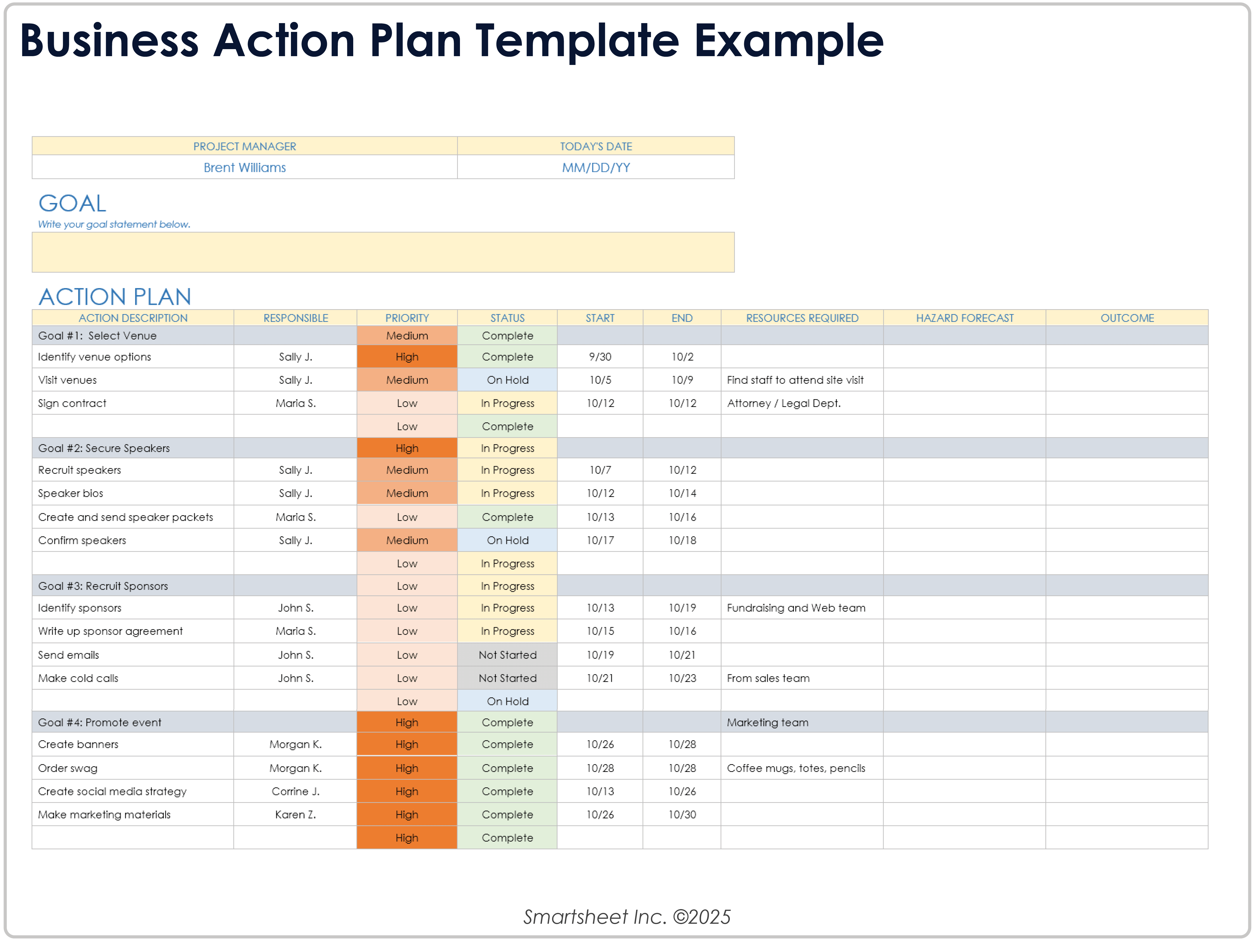 Ejemplo de Plantilla de Plan de Acción de Negocios 8781