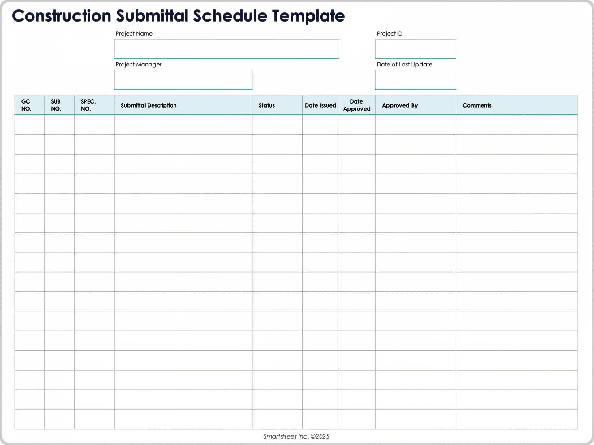 Plantilla de cronograma de presentación de construcción 10669