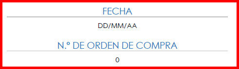 Ingrese el número y la fecha de la orden de compra en la Orden de compra de Microsoft Word