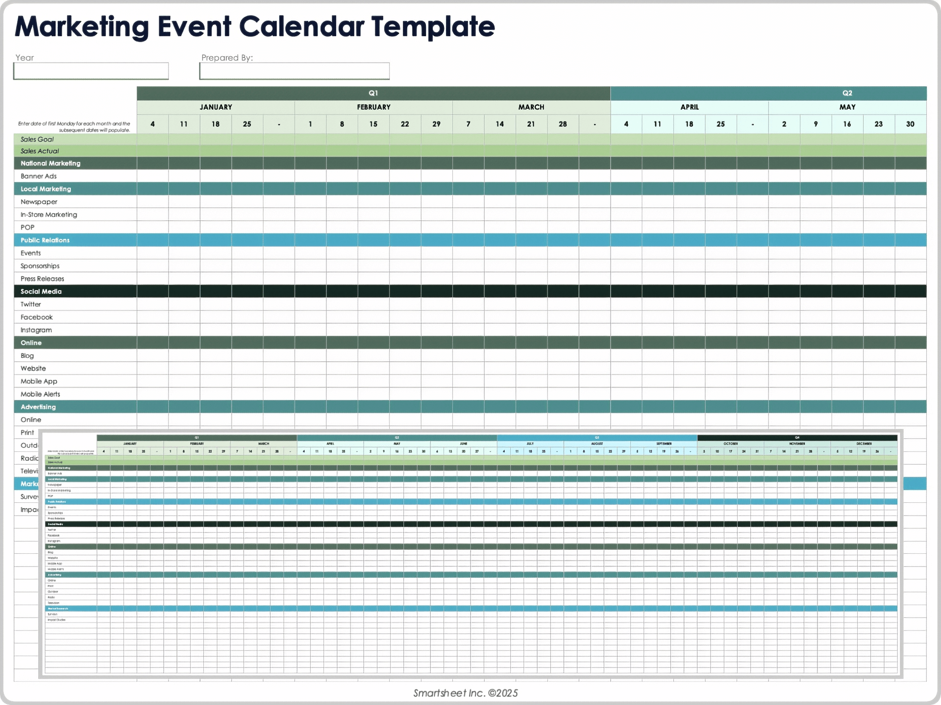 Plantilla de Calendario de Eventos de Marketing IC