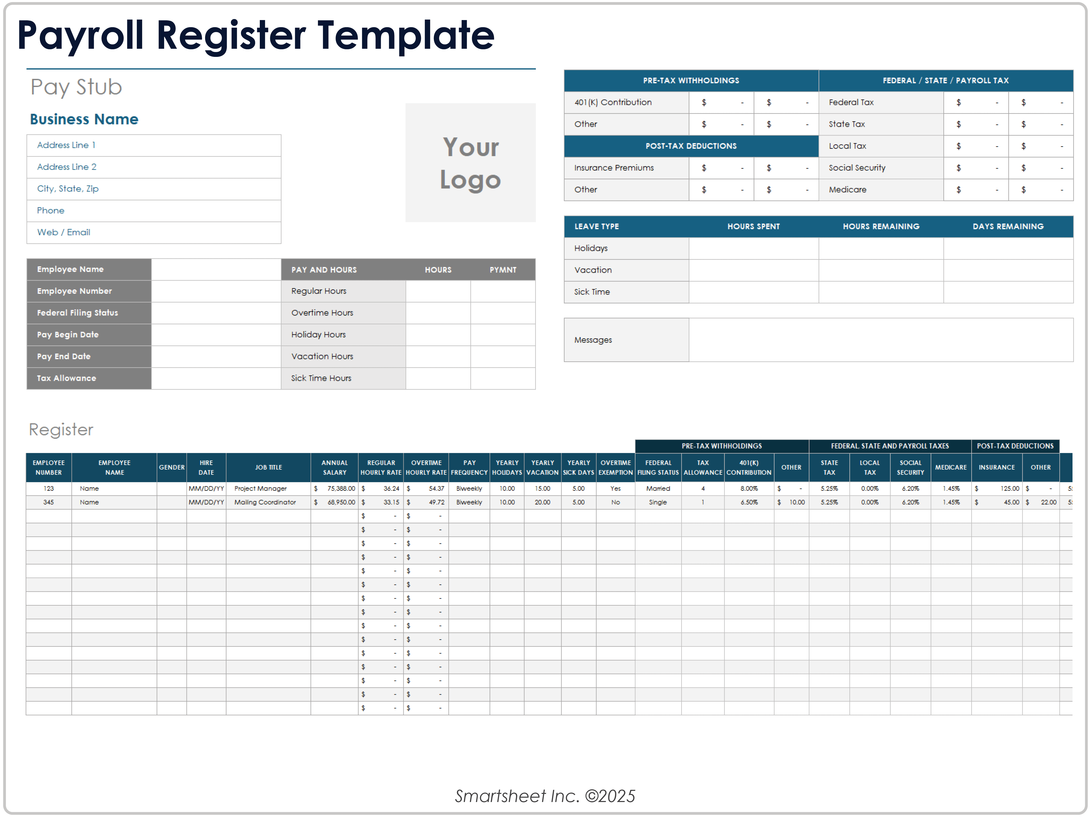 Plantilla de registro de nóminas 8781