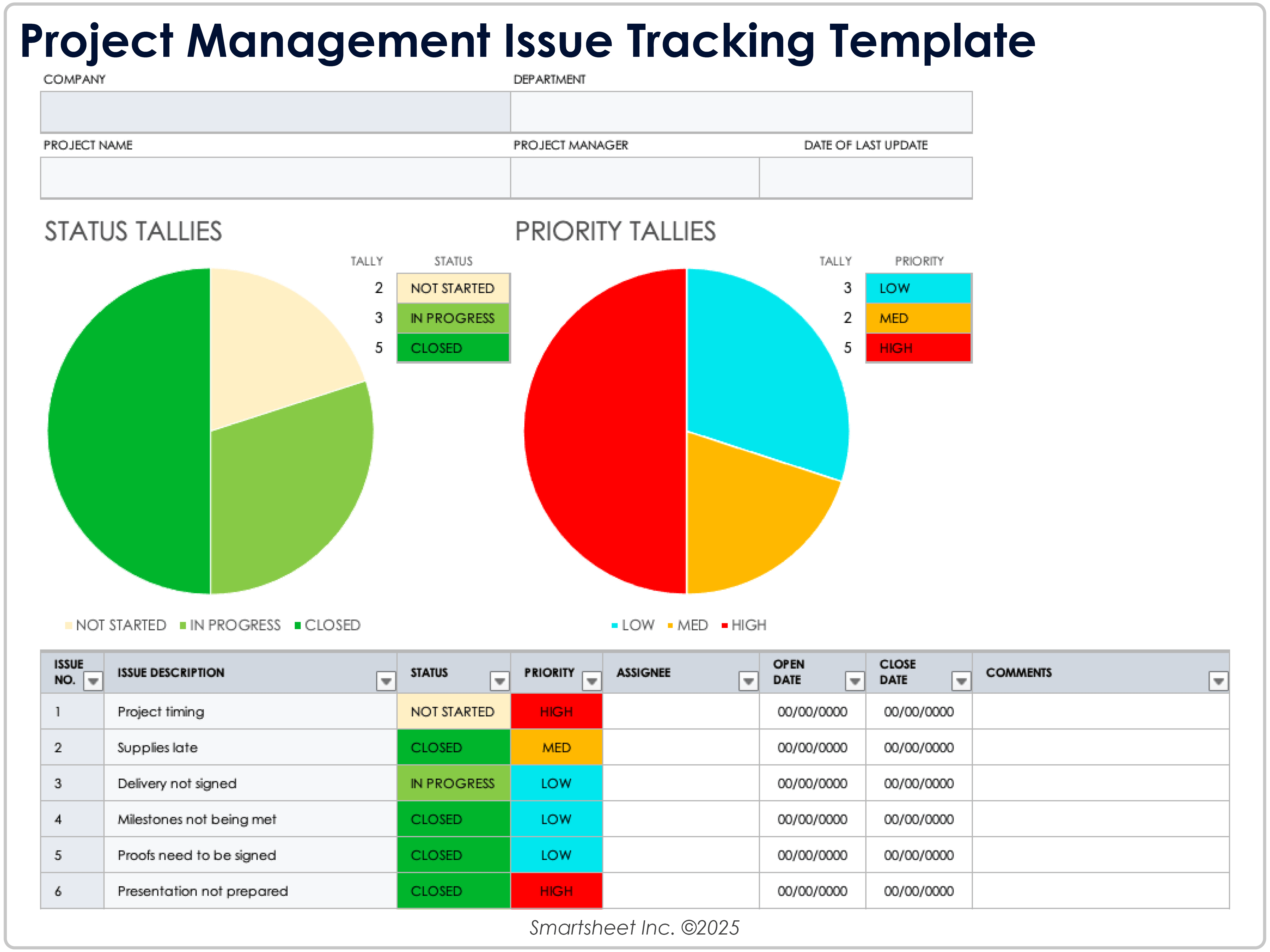 Plantilla de seguimiento de problemas de gestión de proyectos 11440
