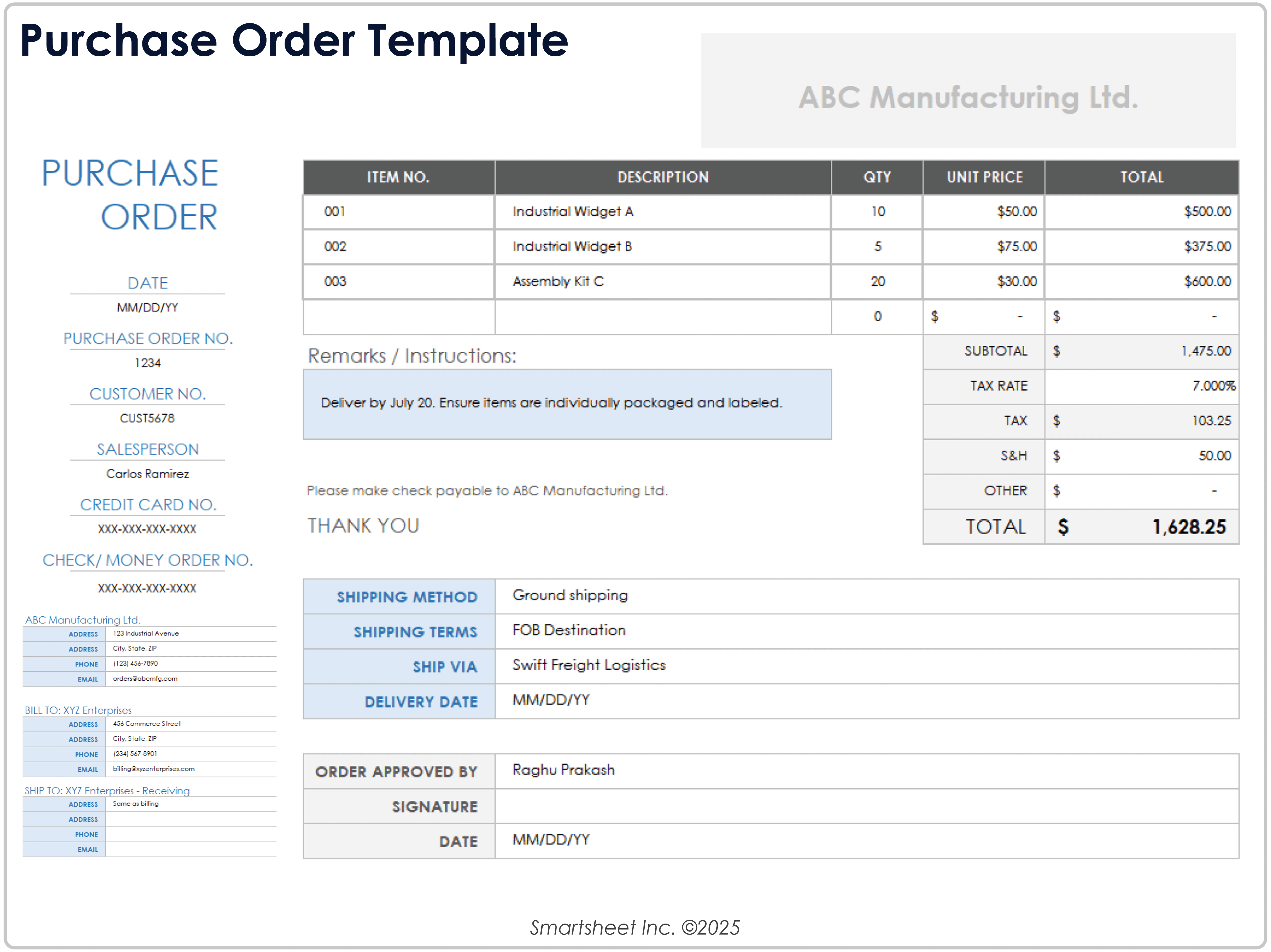 Plantilla de orden de compra 8781