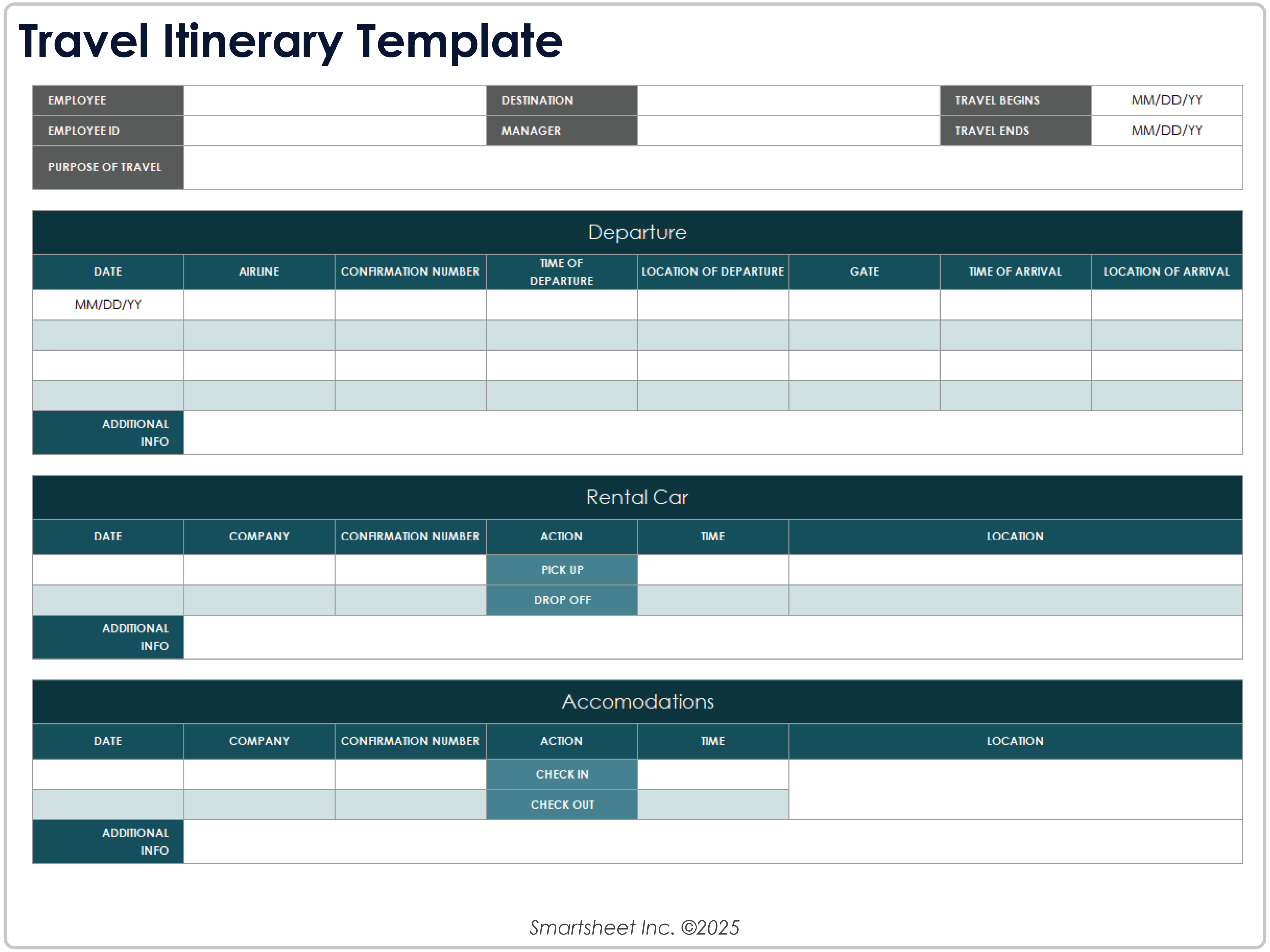 Plantilla de itinerario de viaje 8781