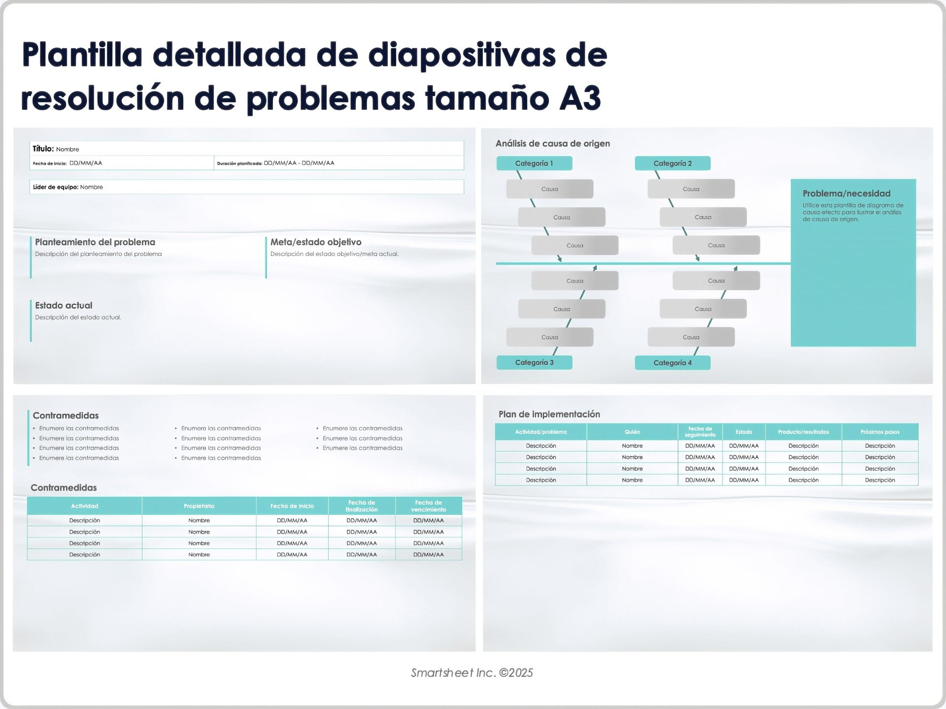 Plantilla detallada de diapositivas de resolución de problemas tamaño A3