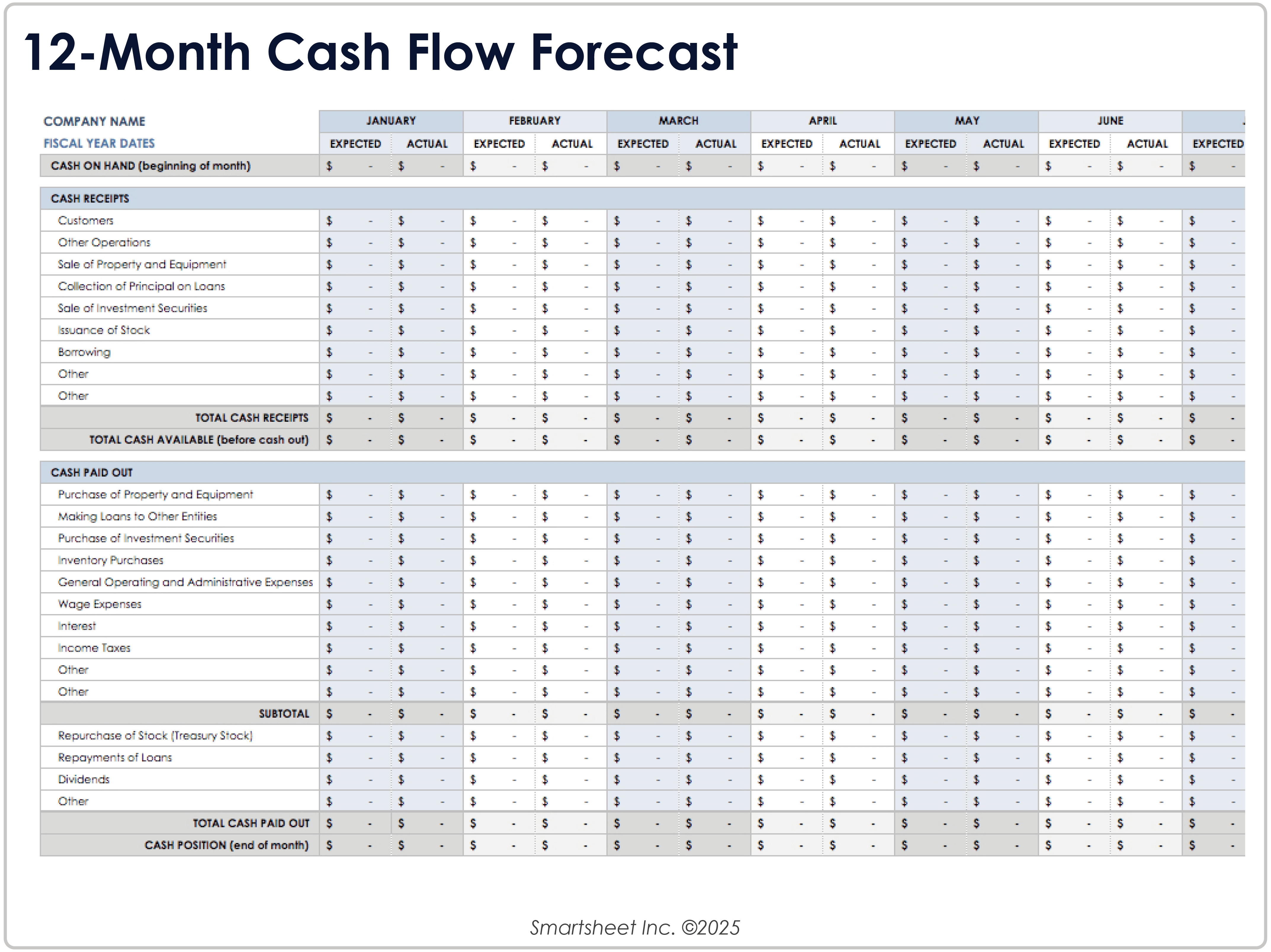 12 Month Cash Flow Forecast 9026