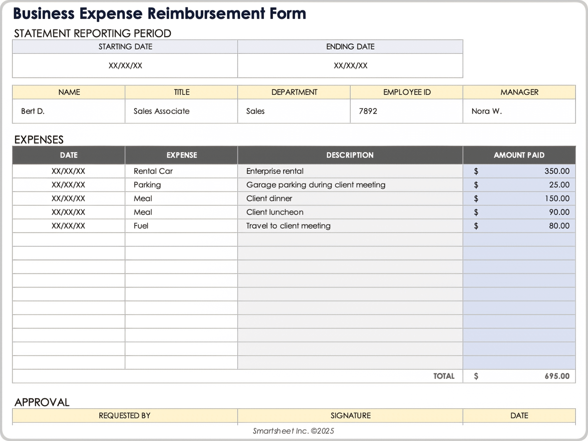 Formulario de reembolso de gastos empresariales