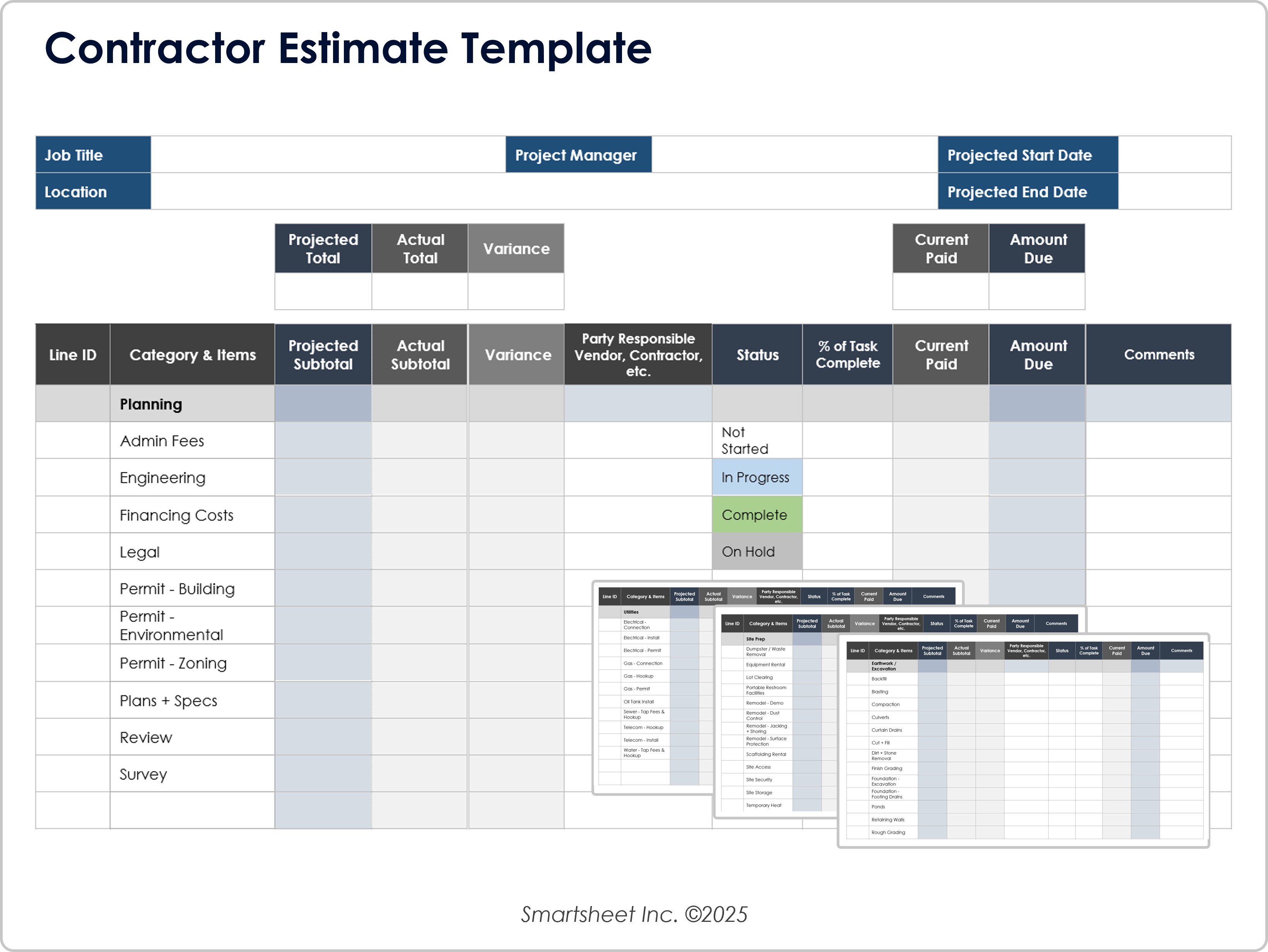 Plantilla de estimación de contratista