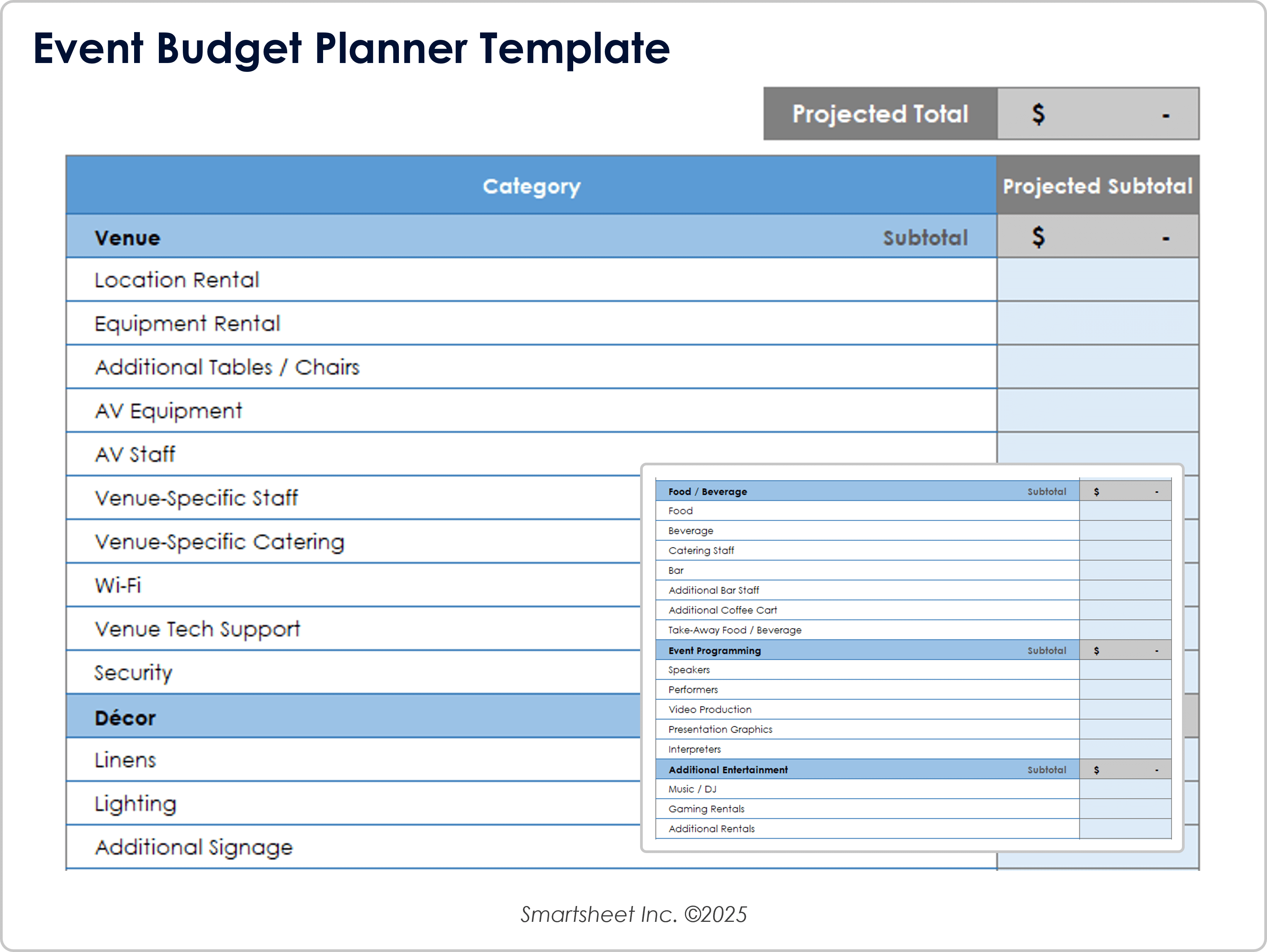 Plantilla de planificador de presupuesto de eventos 8783