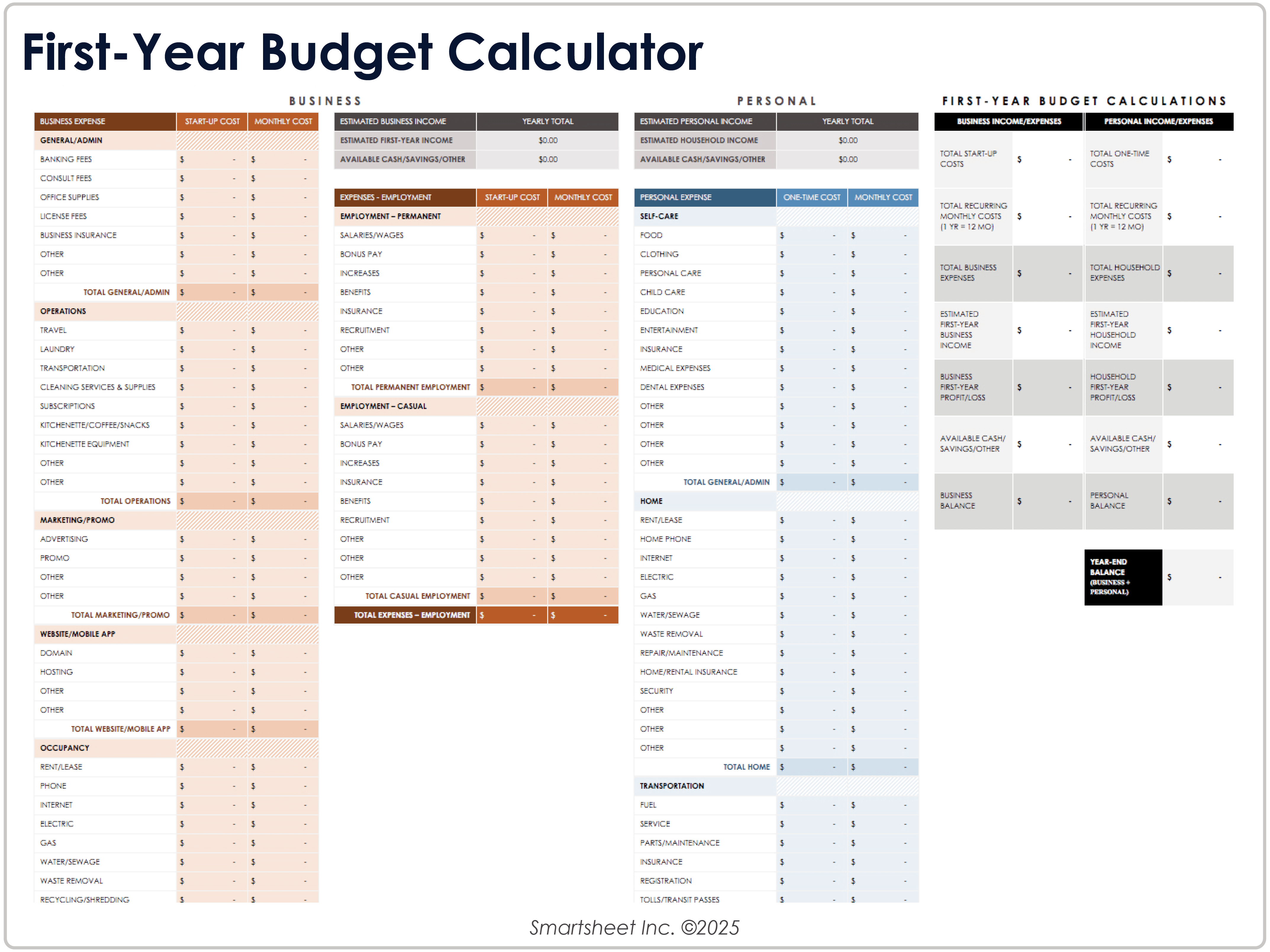 First Year Budget Calculator 9026