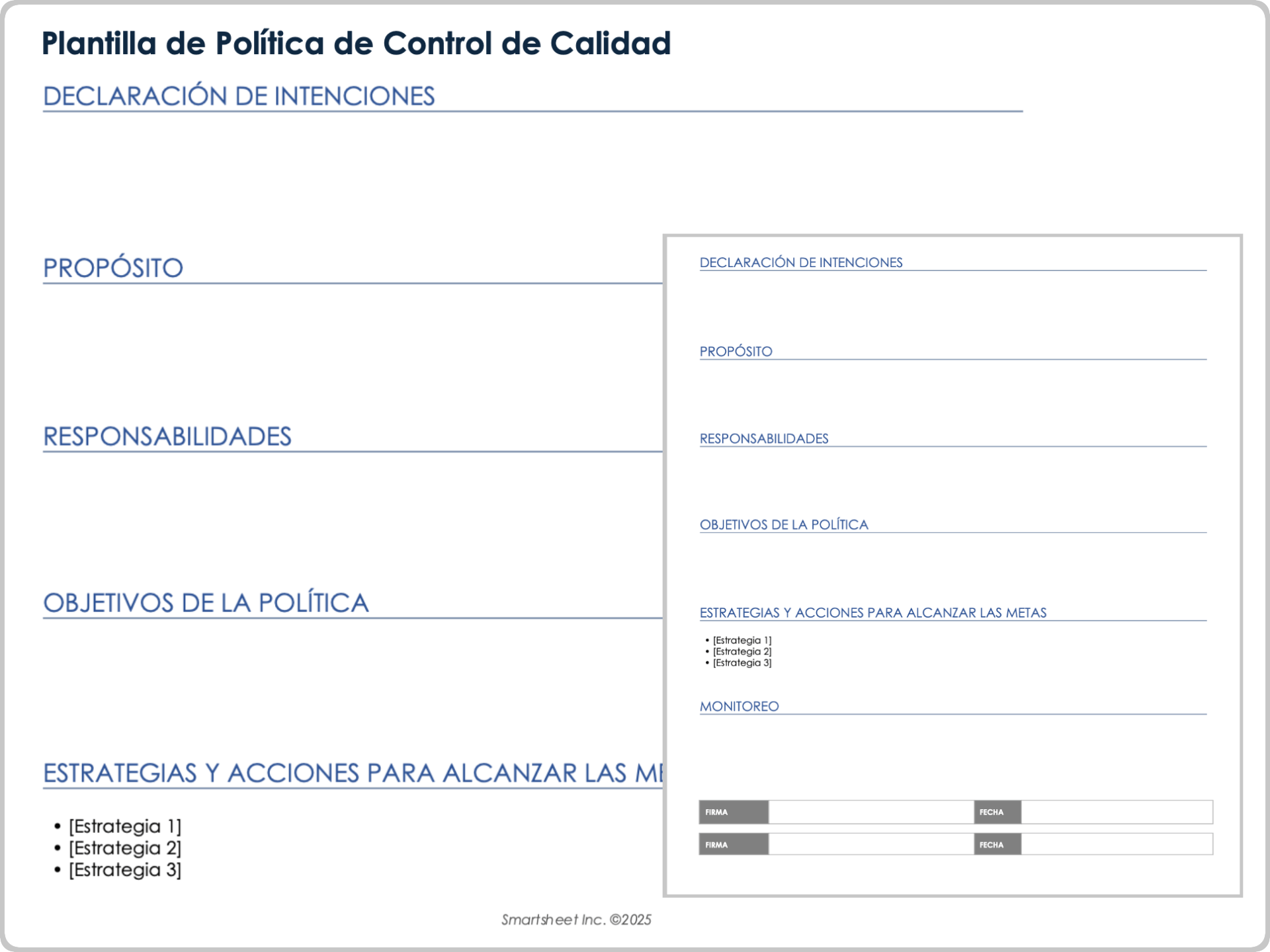 Plantilla de políticas de control de calidad