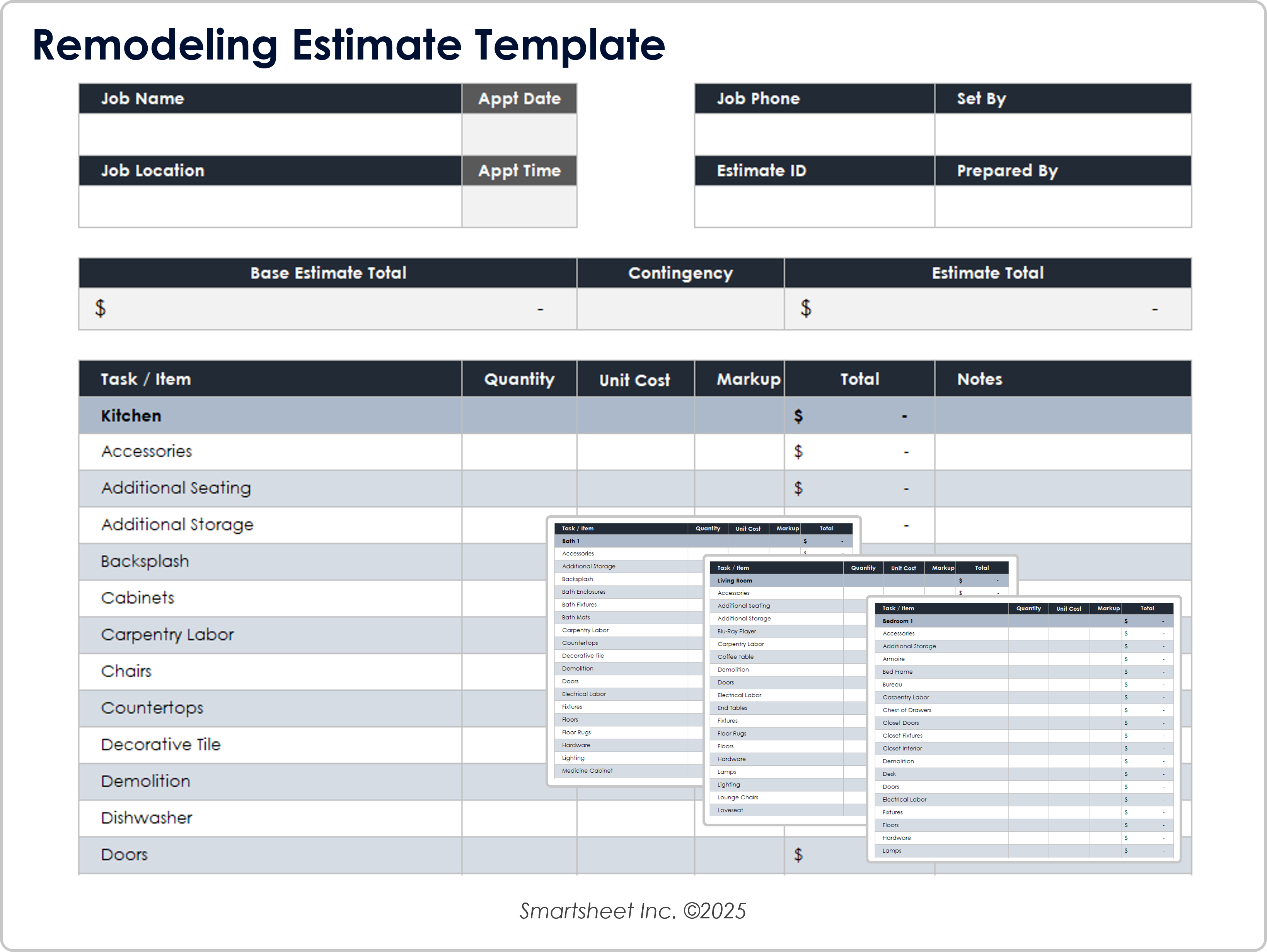Plantilla de estimación de remodelación