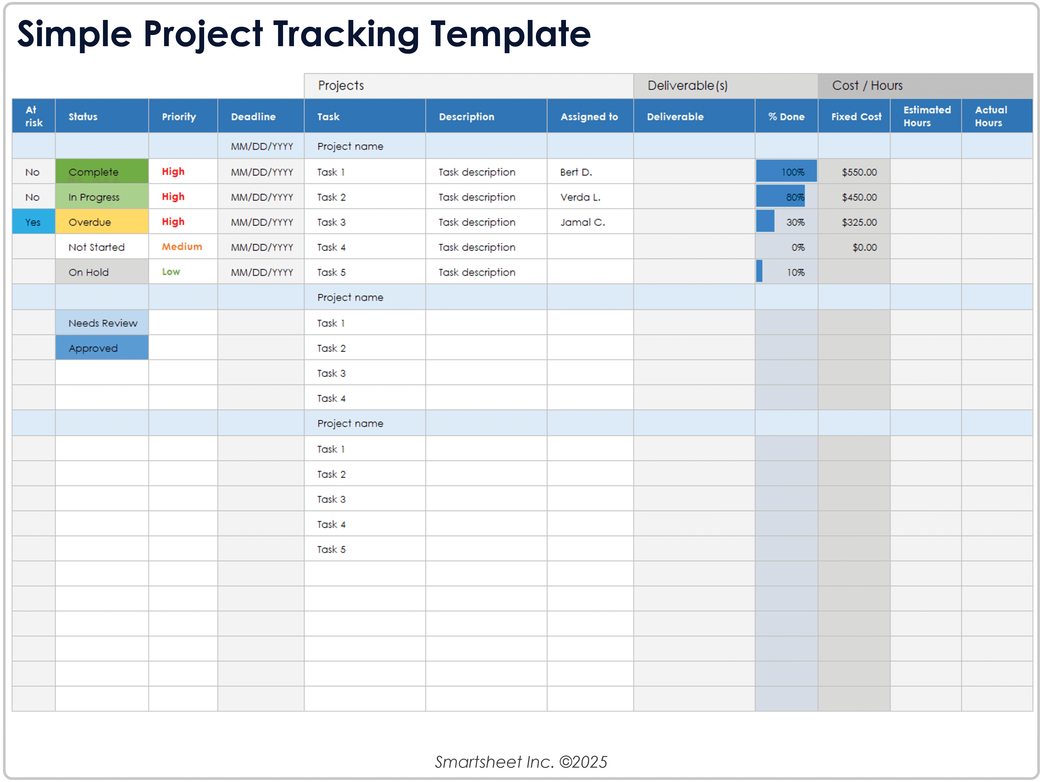 Plantilla Simple de Seguimiento de Proyectos