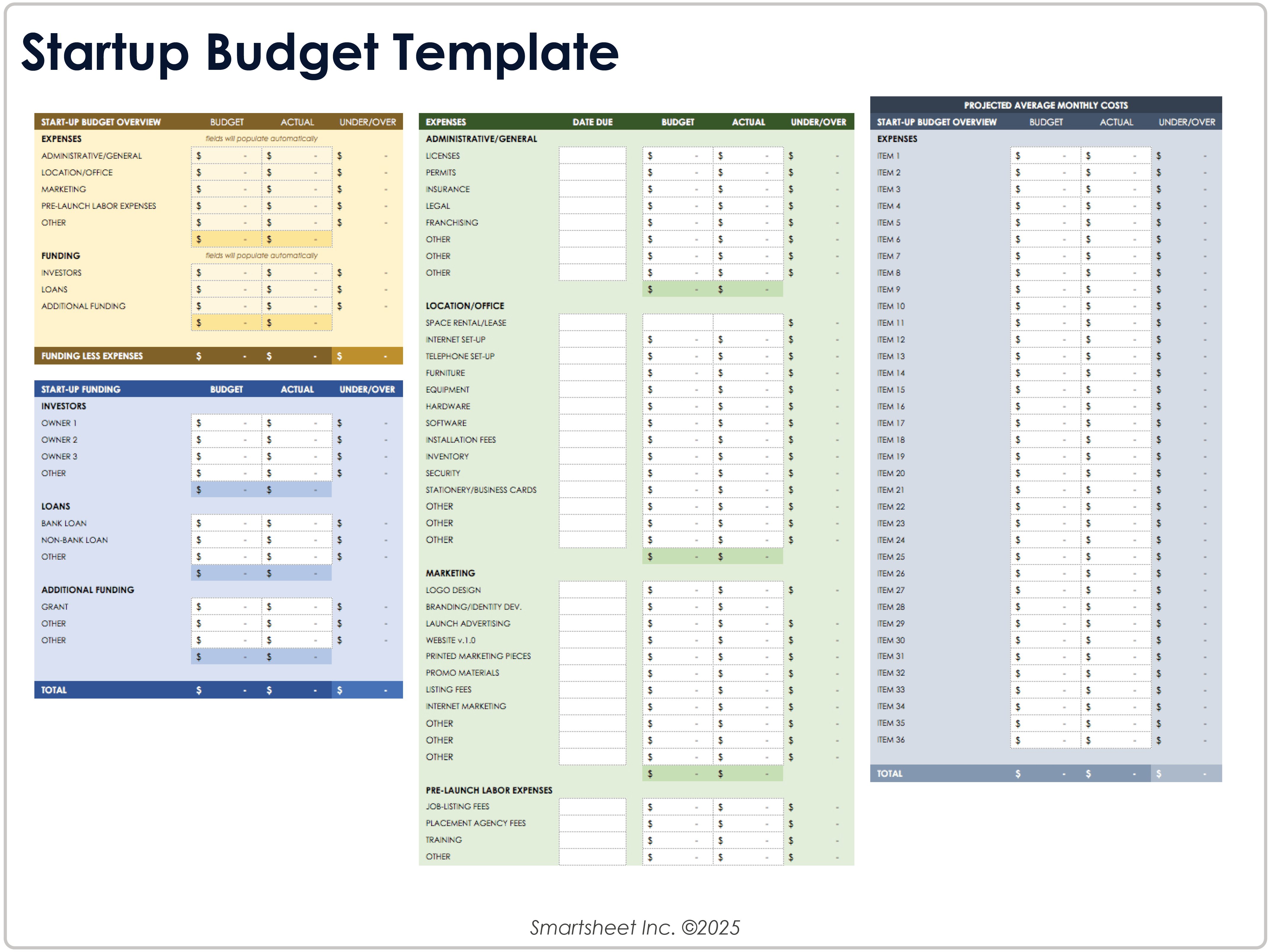 Startup Budget Template 9026