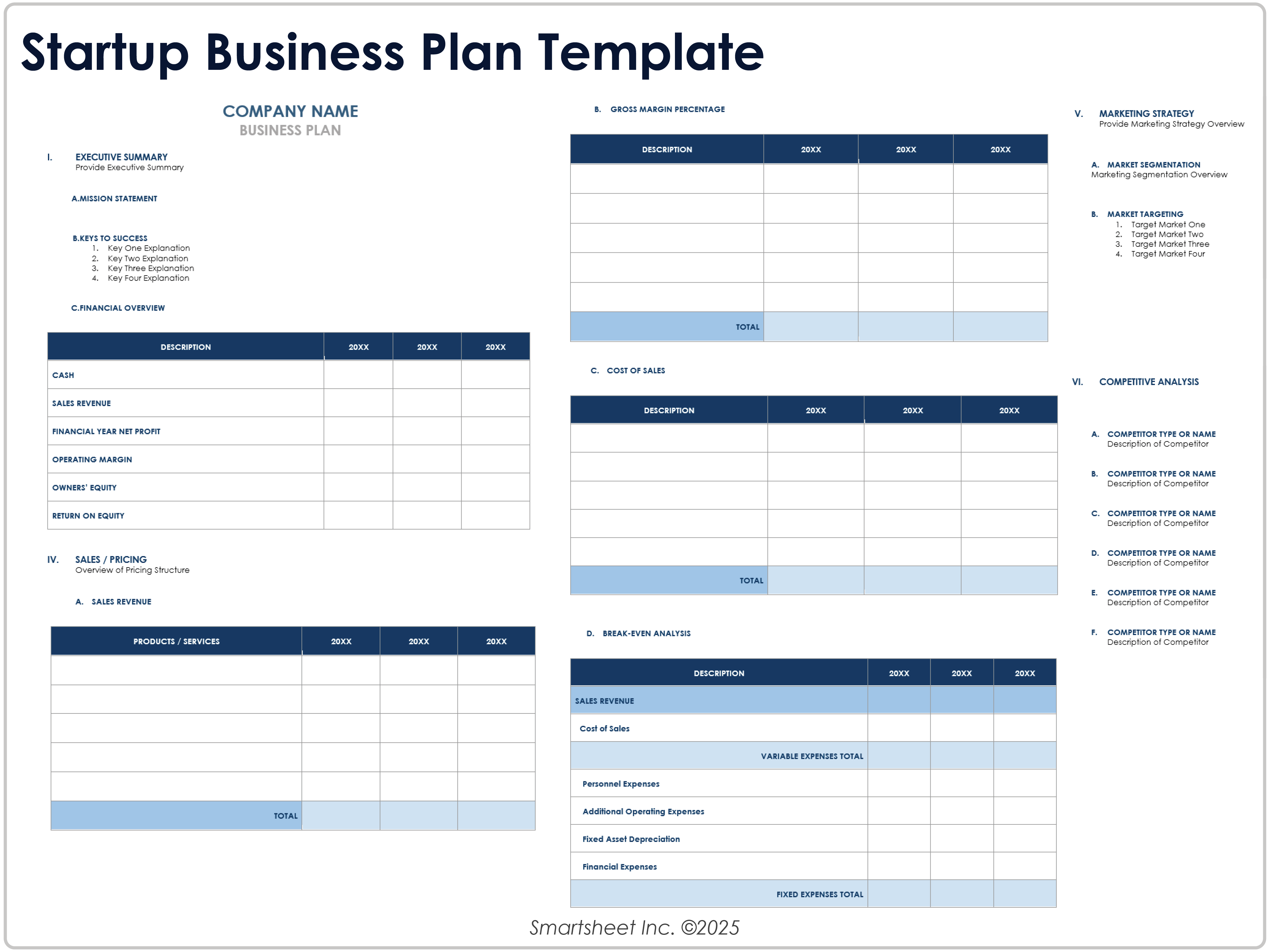 Startup Business Plan Template 9026