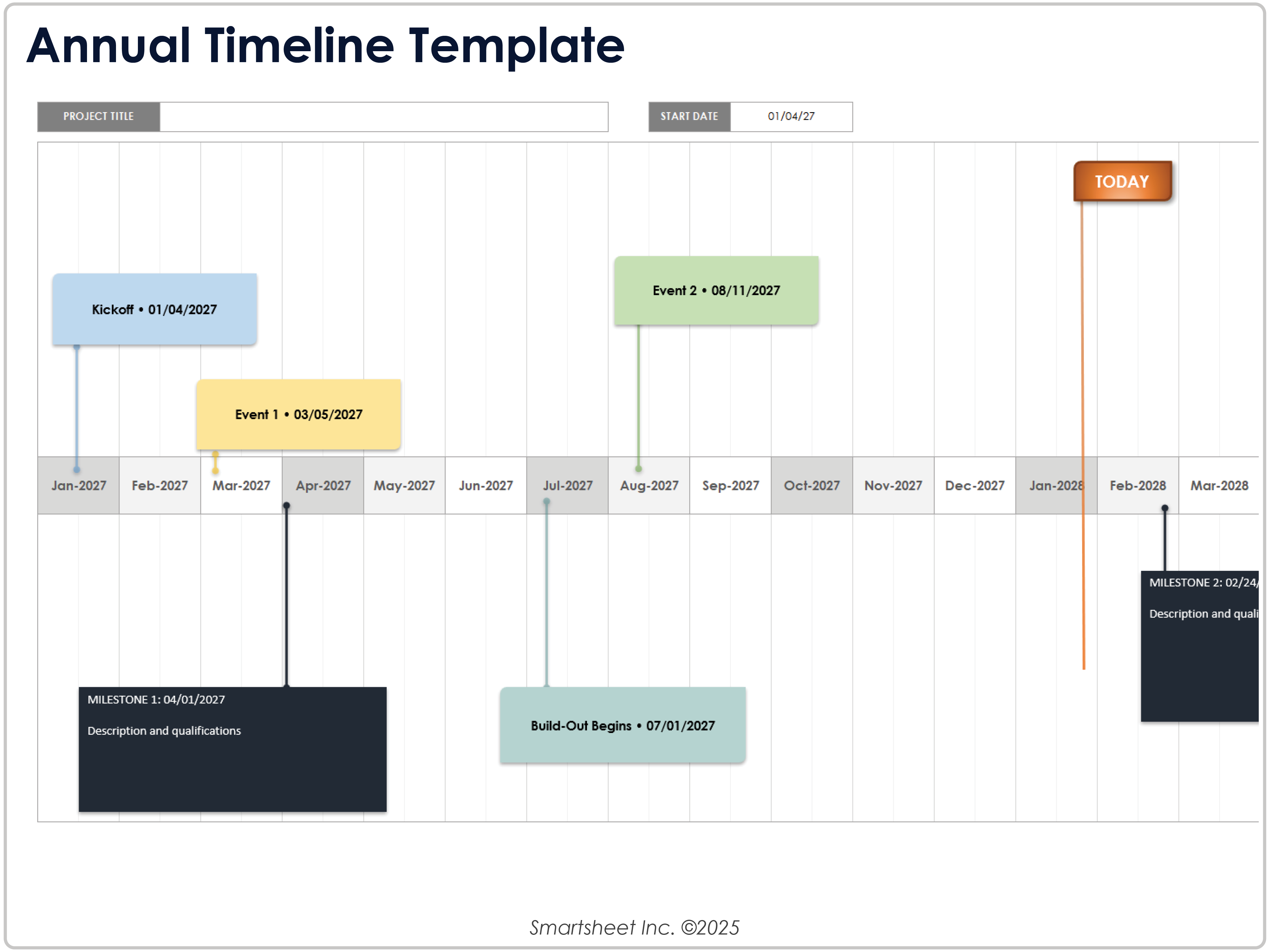 Plantilla de línea de tiempo anual
