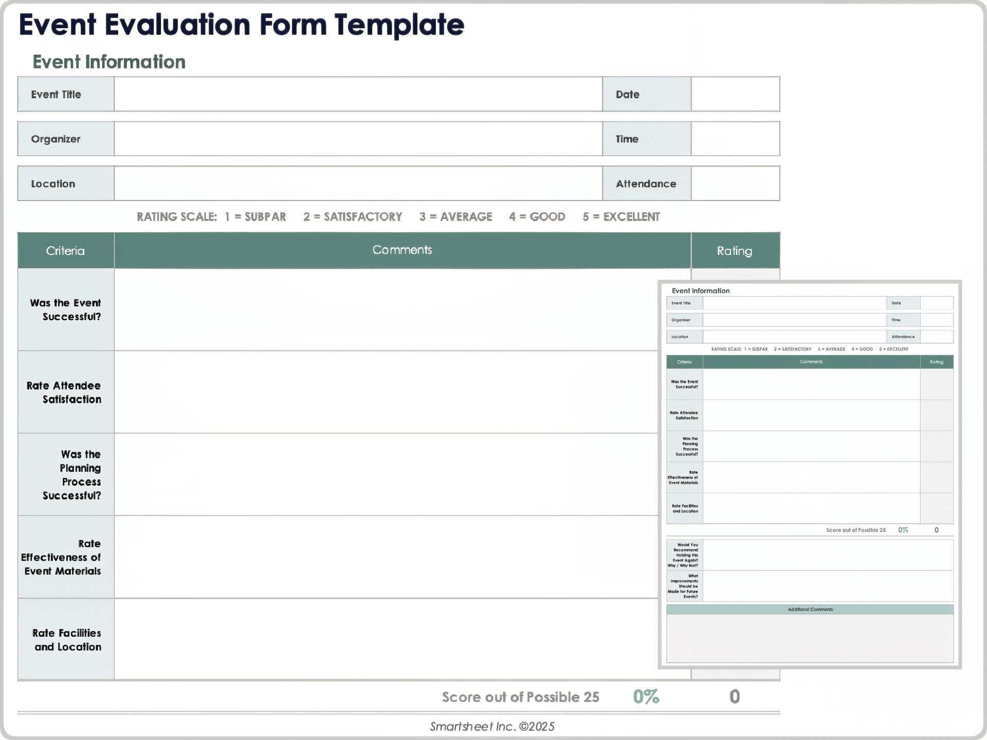 Plantilla de Formulario de Evaluación de Eventos 9053