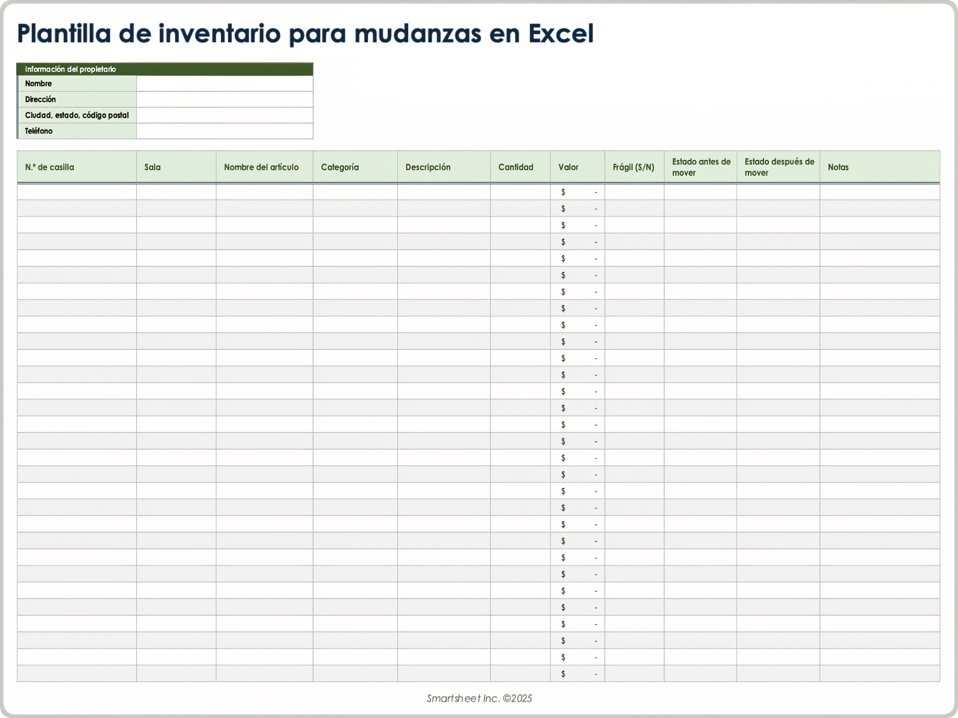  Plantilla de inventario en movimiento