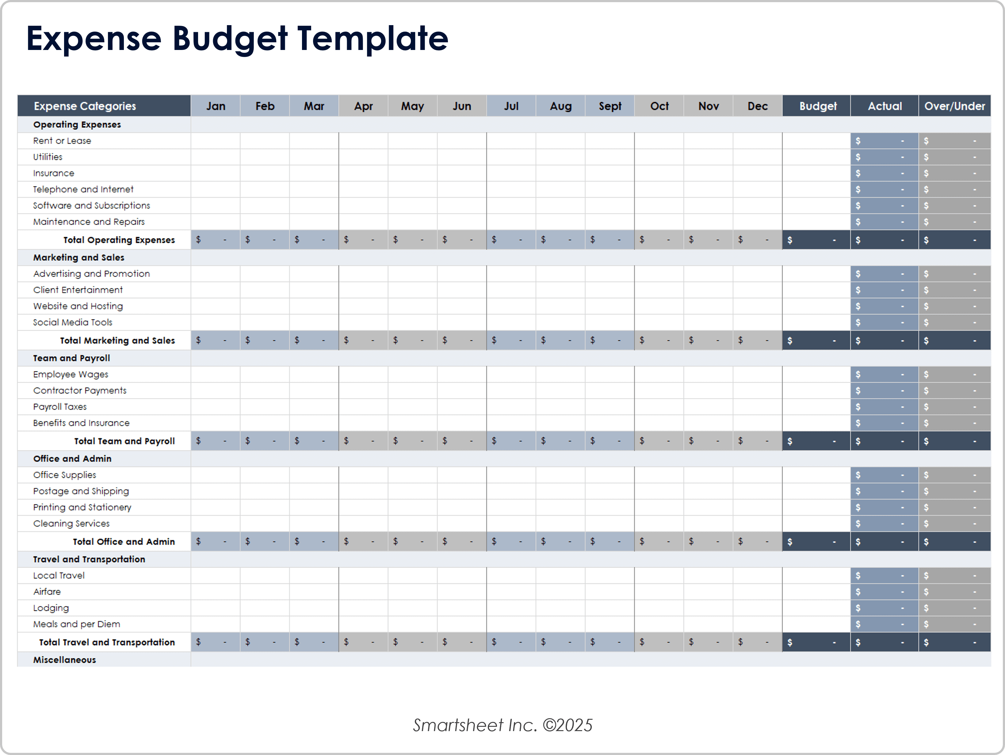 Plantilla de presupuesto de gastos